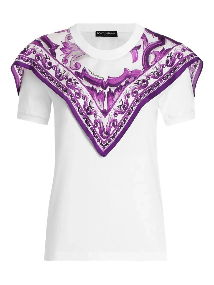 Dolce & Gabbana Cotton T-Shirt With Scarf-Style Inserts - 1