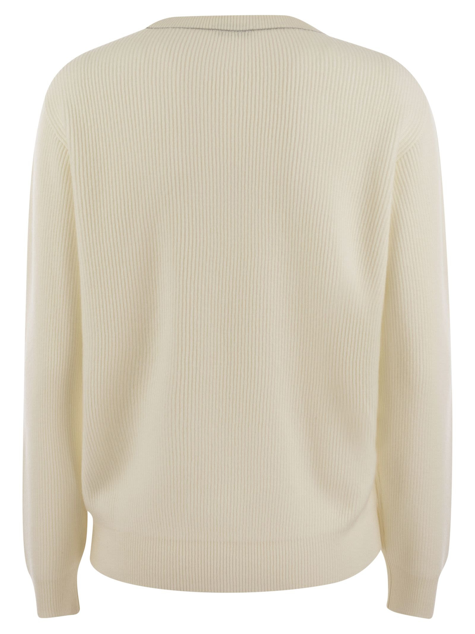 Brunello Cucinelli Women English Rib Cashmere Sweater With Monile - 2