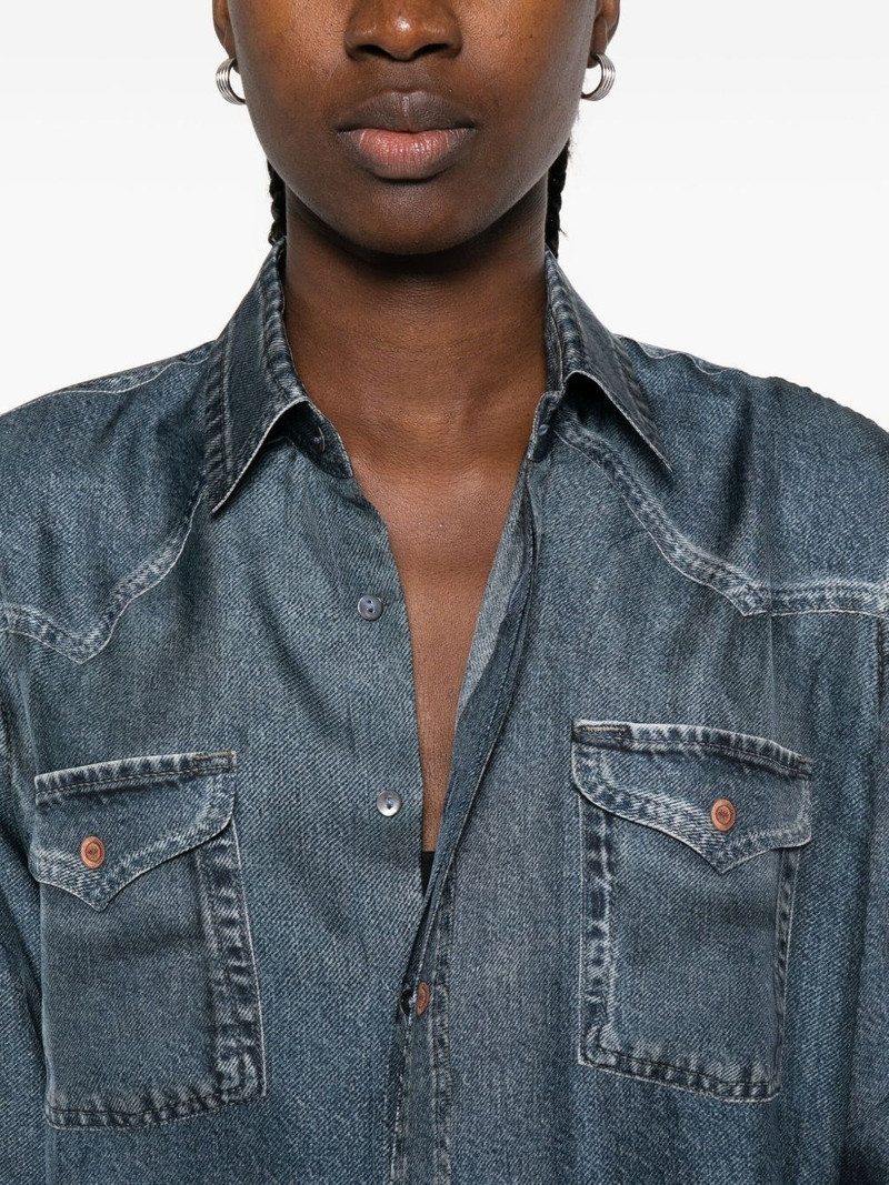 Pierre-Louis Mascia Denim print silk shirt outlook