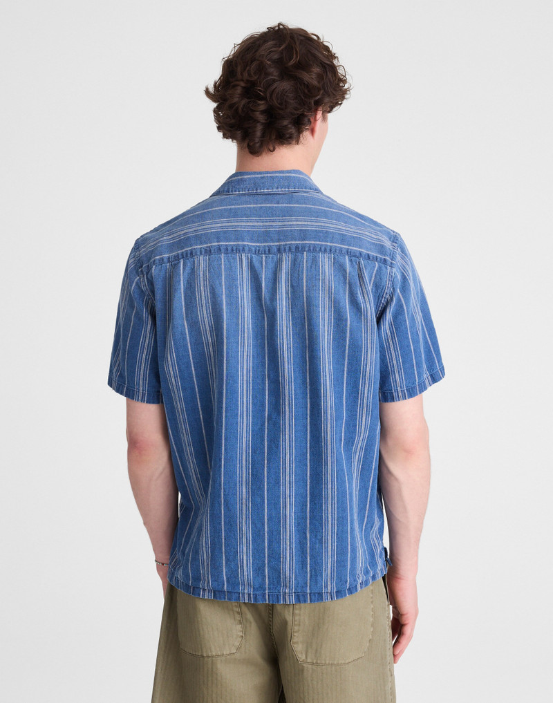 Madewell The Short-Sleeve Camp Shirt in Indigo Linen-Cotton Blend outlook