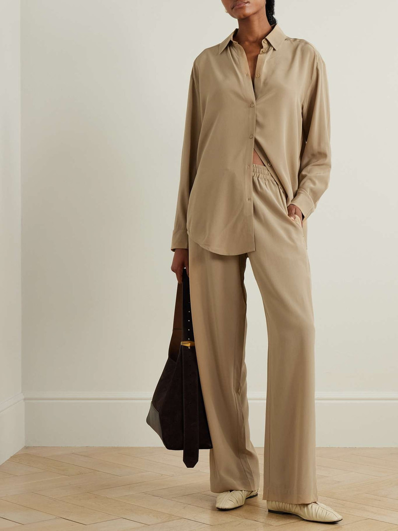 MATTEAU Silk crepe de chine track pants Beige outlook