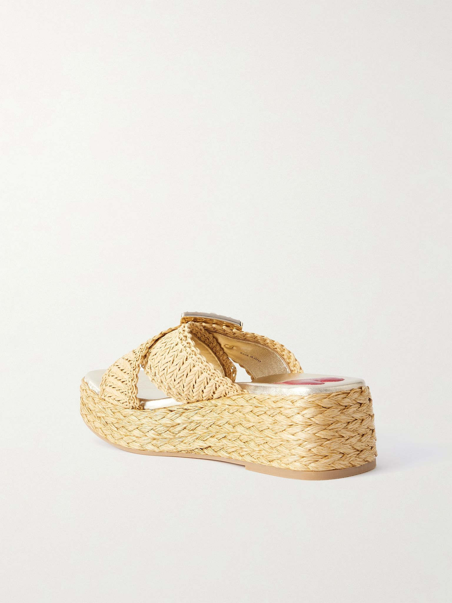 60 embellished raffia platform mules Neutral - 3