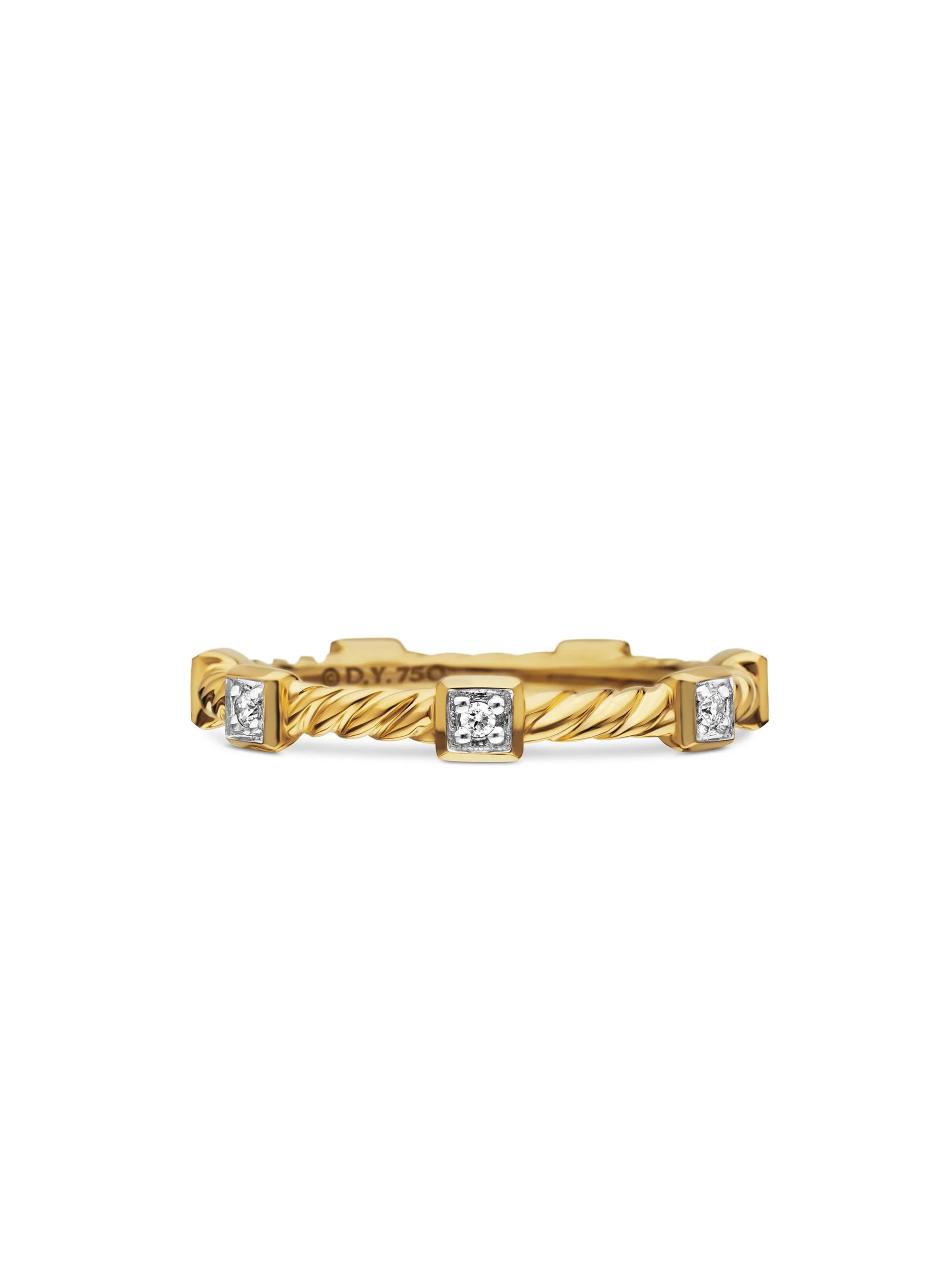 Women's Cable Collectibles Stations Stack Ring in 18K Yellow Gold - Diamond - 1