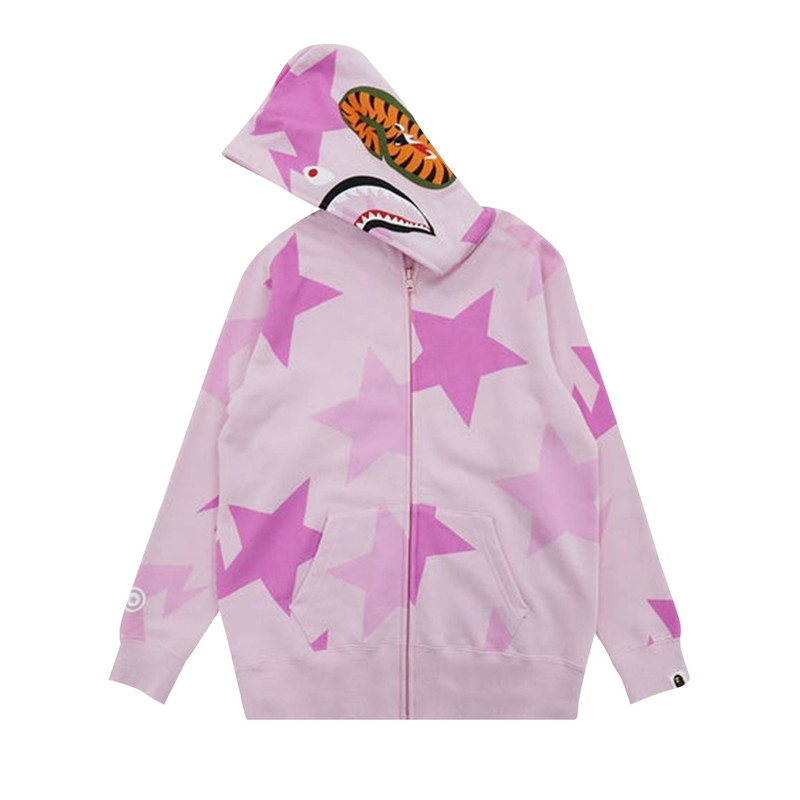 A BATHING APE® BAPE Sta Pattern Shark Full Zip Hoodie 'Pink' outlook