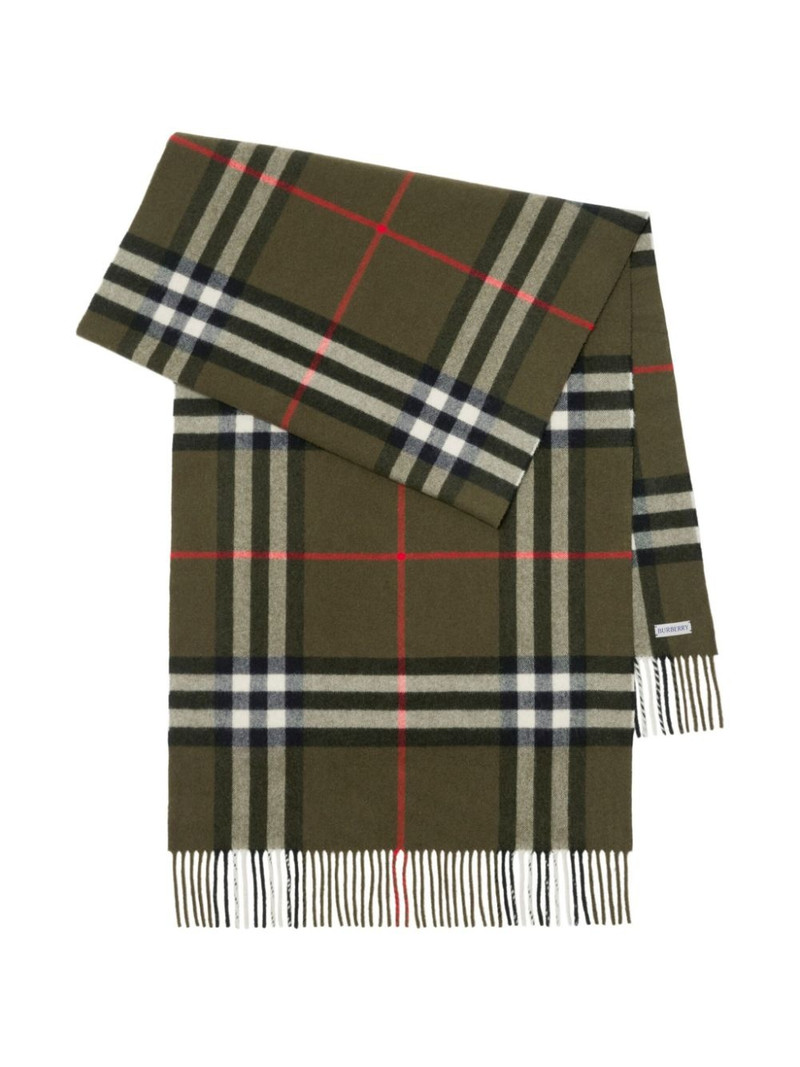 Burberry check-print fringed cashmere scarf outlook