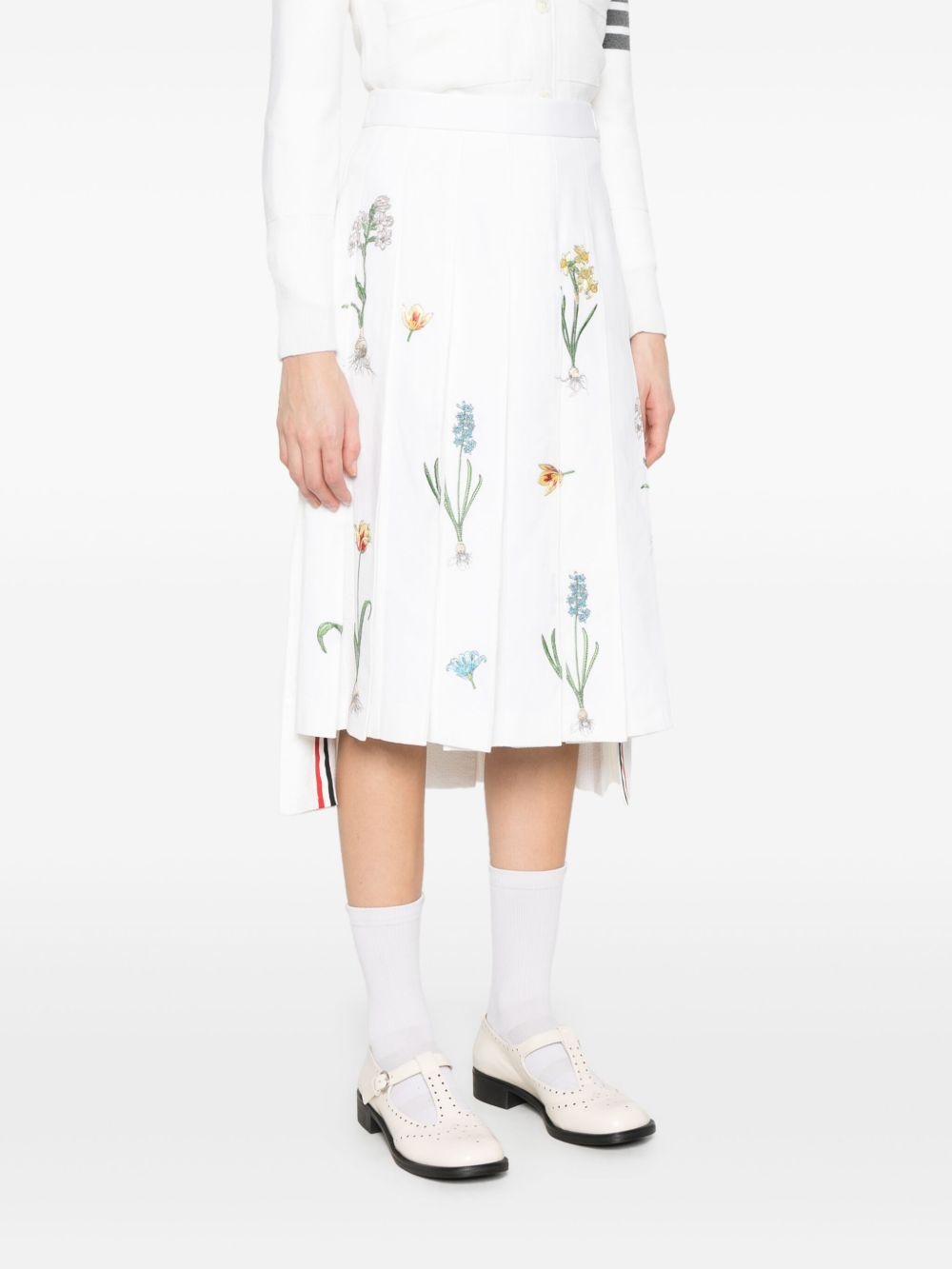 floral-embroidery midi skirt - 3