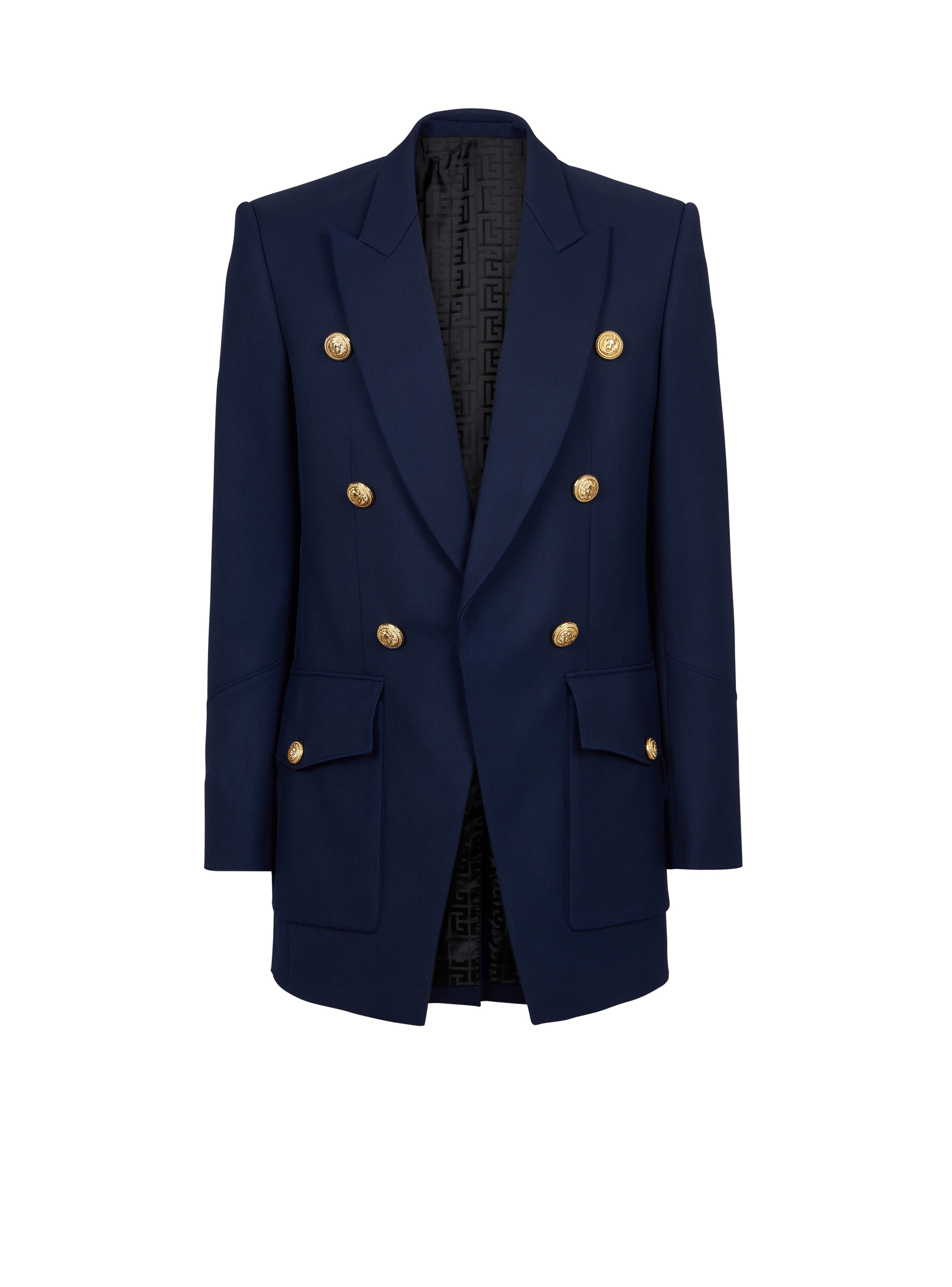 Six-button twill blazer with monogram lining - 1
