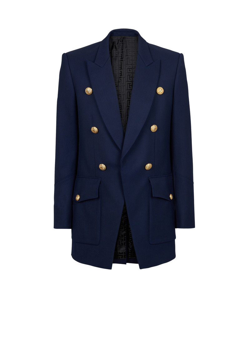 Six-button twill blazer with monogram lining 1