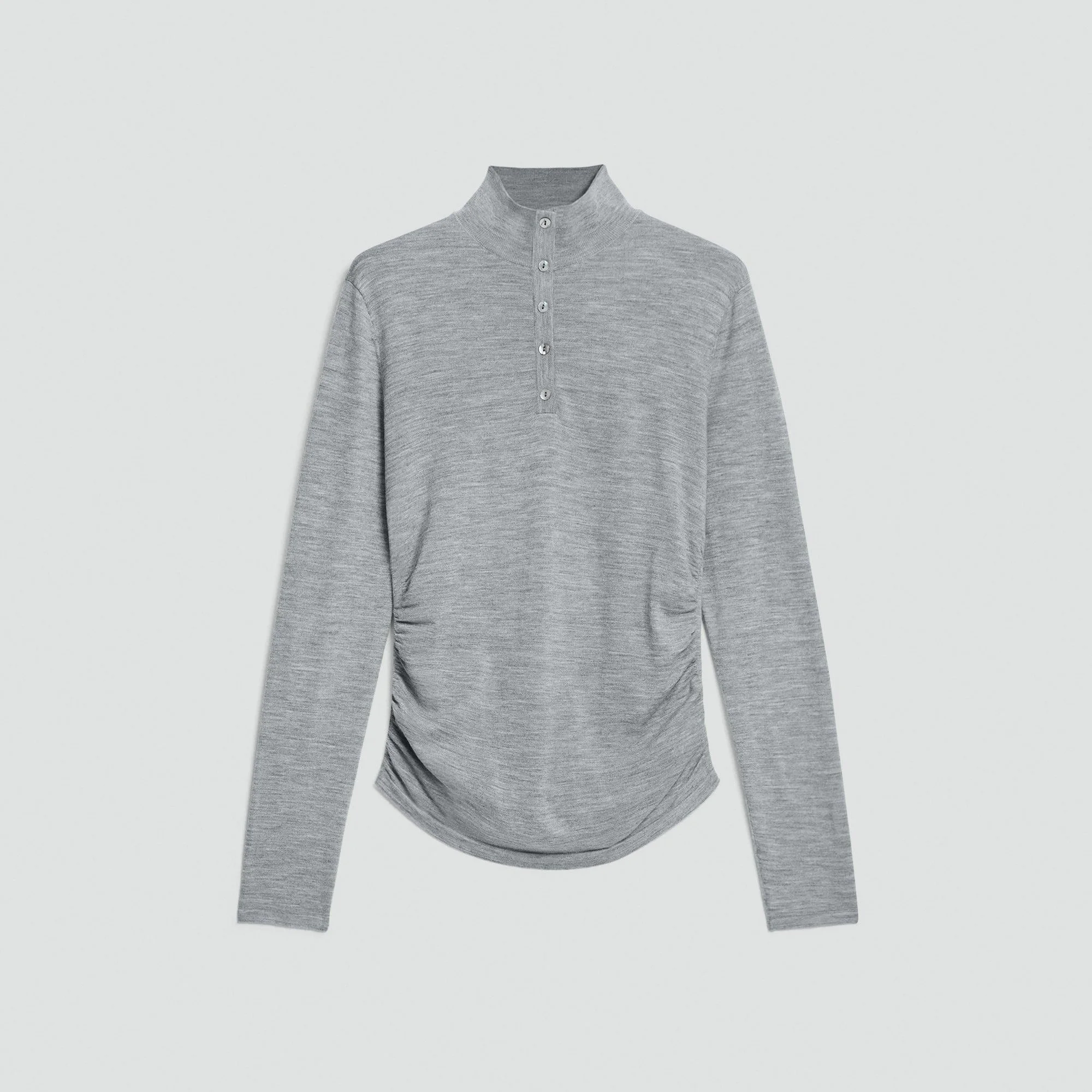 Shirred Henley Sweater in Regal Wool - 1