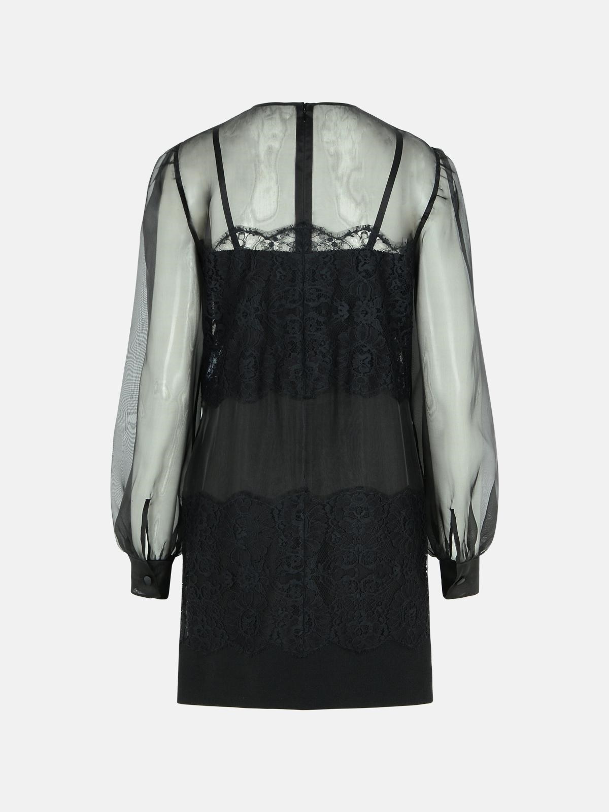 BLACK SILK ORGANZA DRESS - 3