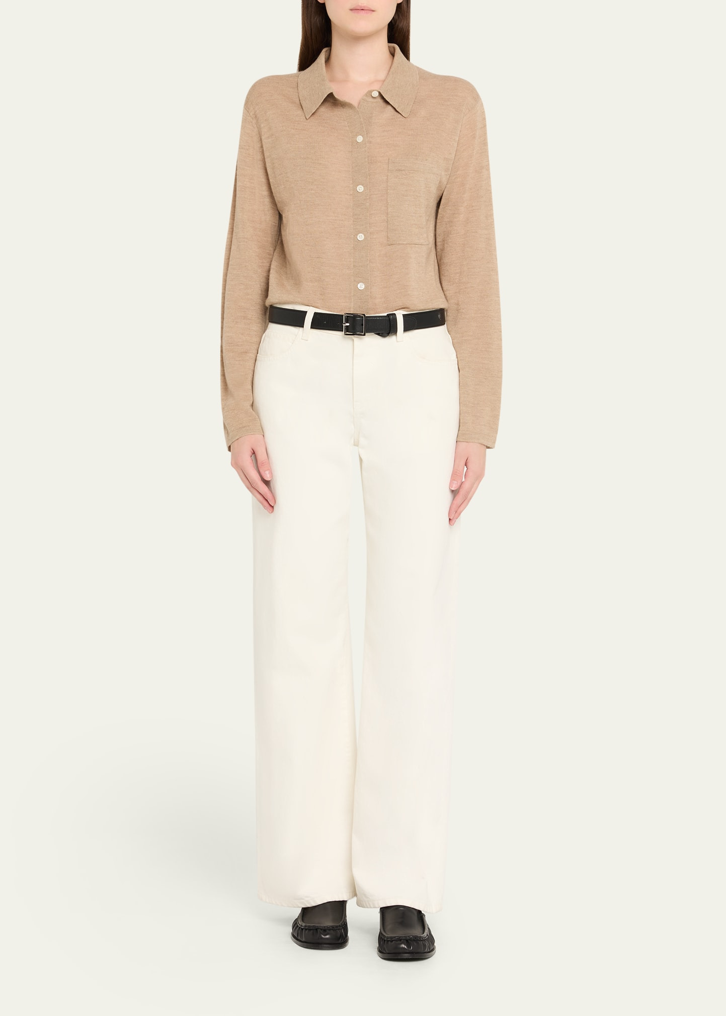 Showtime Cashmere Collared Button-Front Shirt - 2