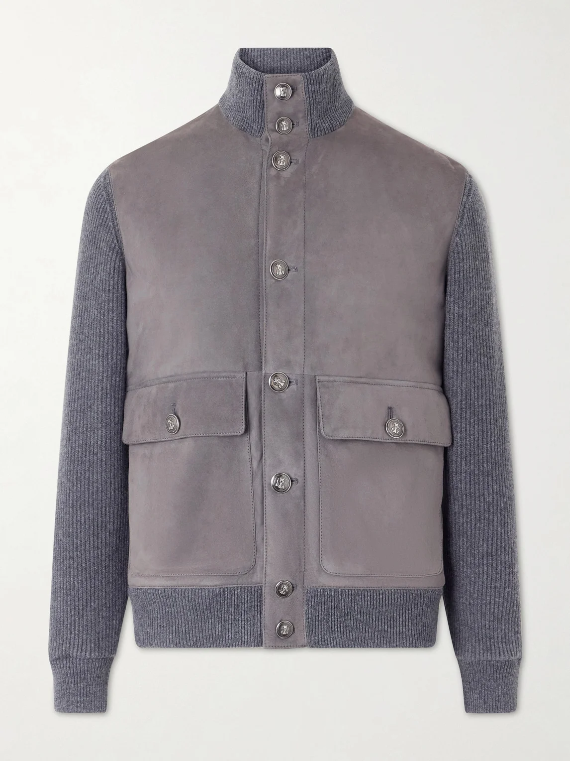 Suede and Knitted Cashmere Jacket - 1