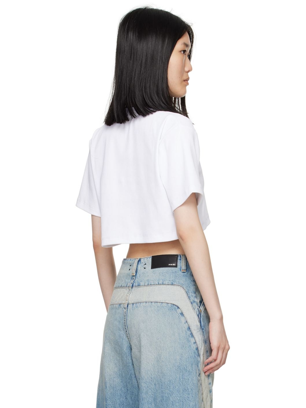 White Off Stamp Rib Cropped T-Shirt - 3