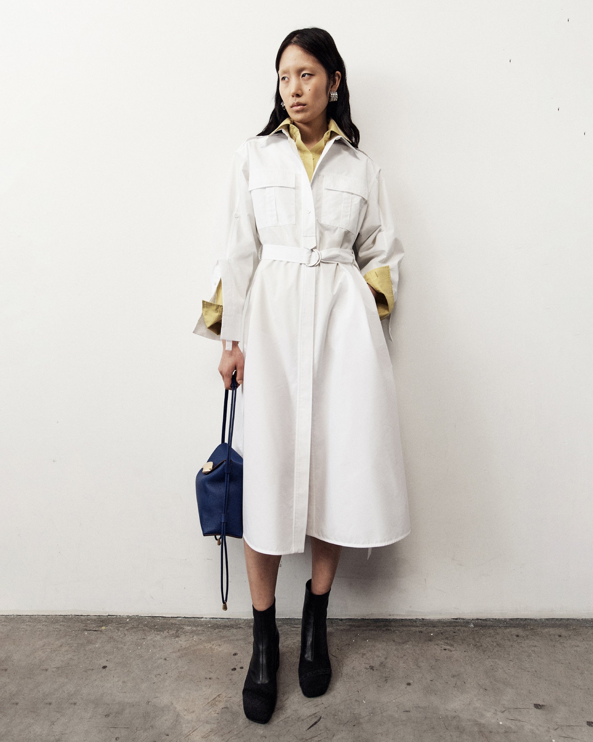 Belted Techno Poplin Midi Dress - 5