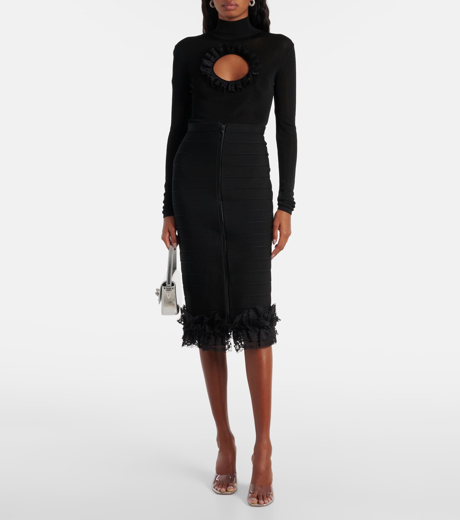 x Christopher Kane lace-trimmed midi skirt - 2