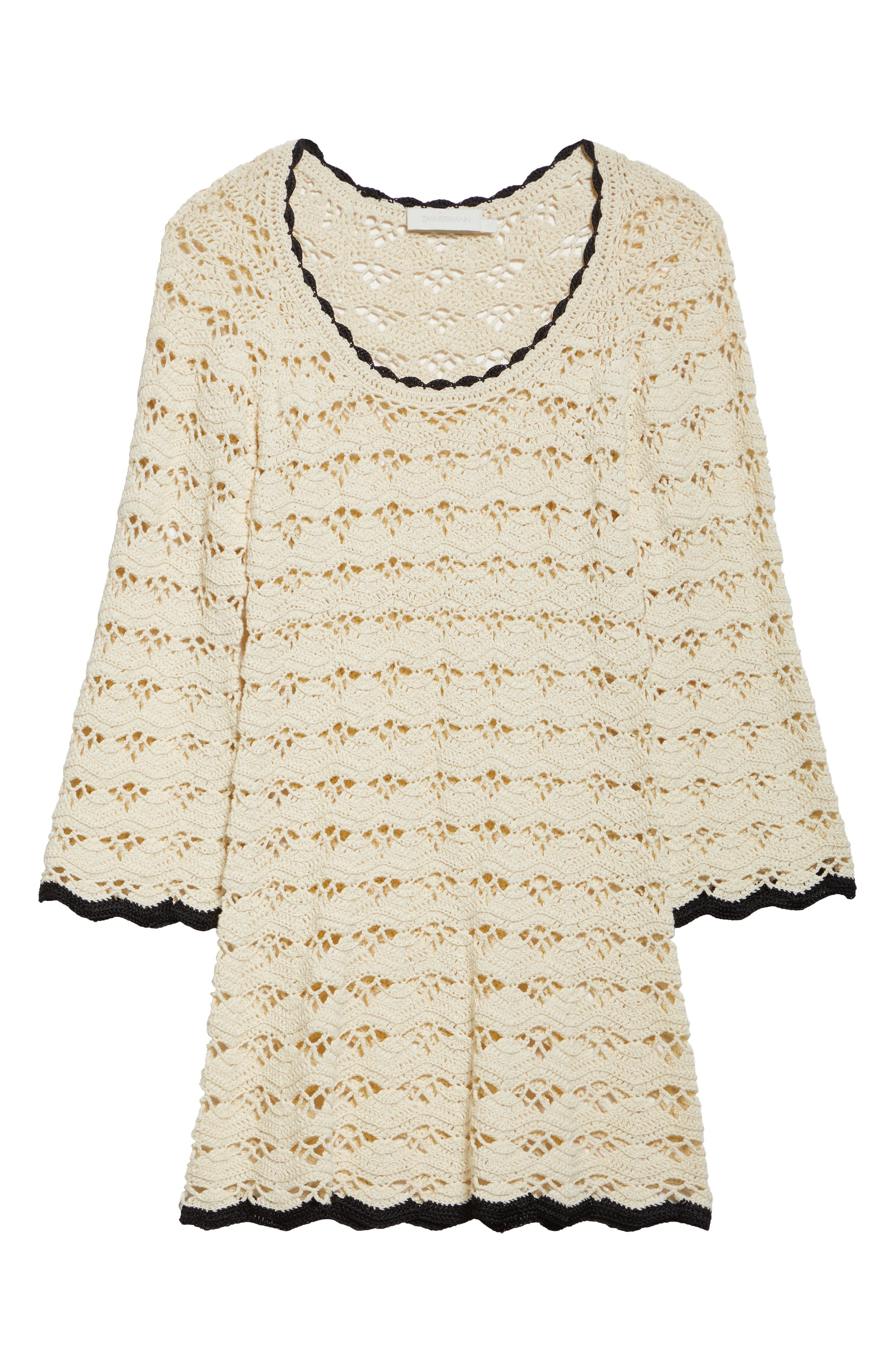 Zimmermann Rhiannon Crochet Cotton Minidress in Cream/Black at Nordstrom - 5