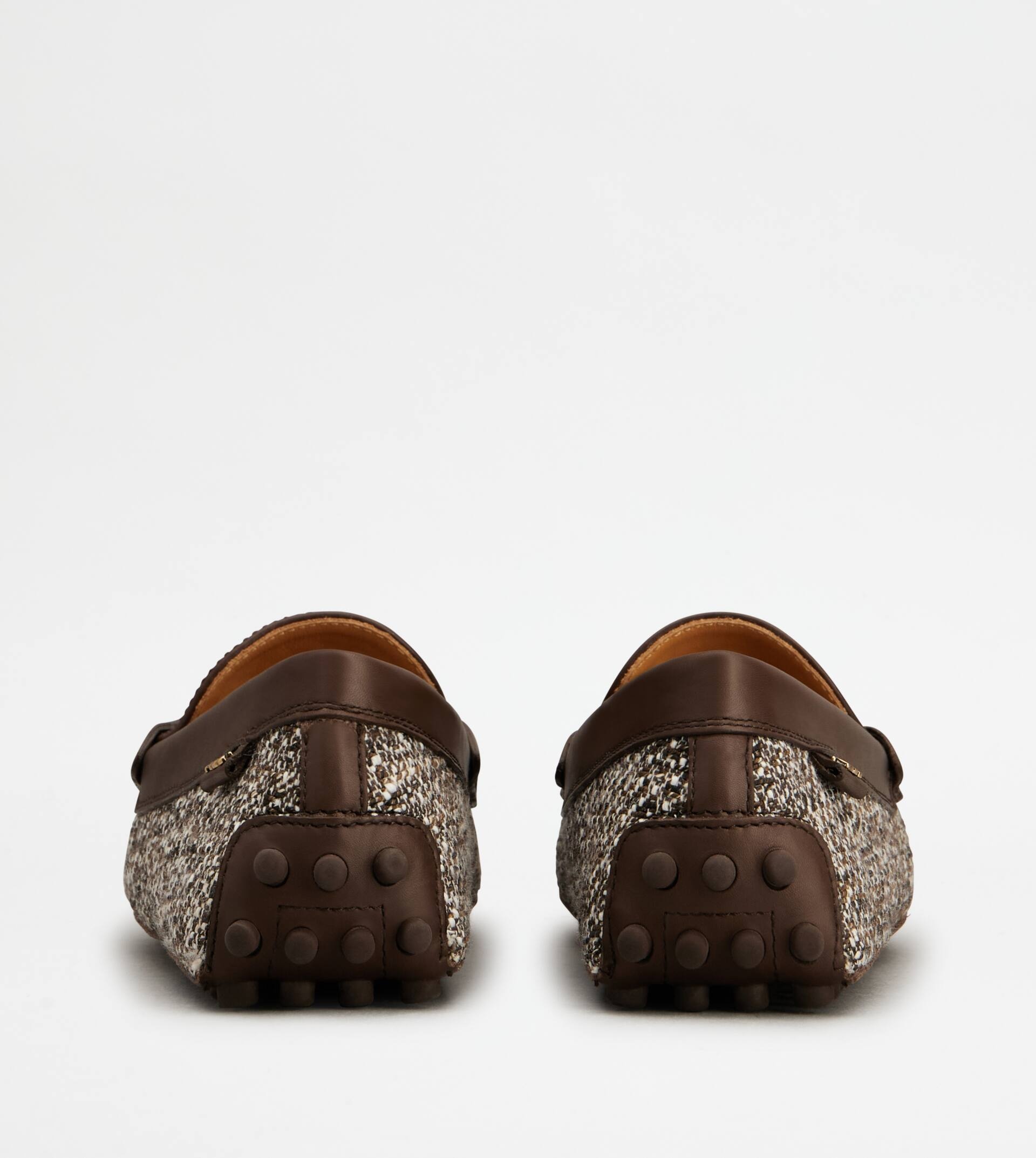 GOMMINO DRIVING SHOES IN FABRIC AND LEATHER - BROWN - 3