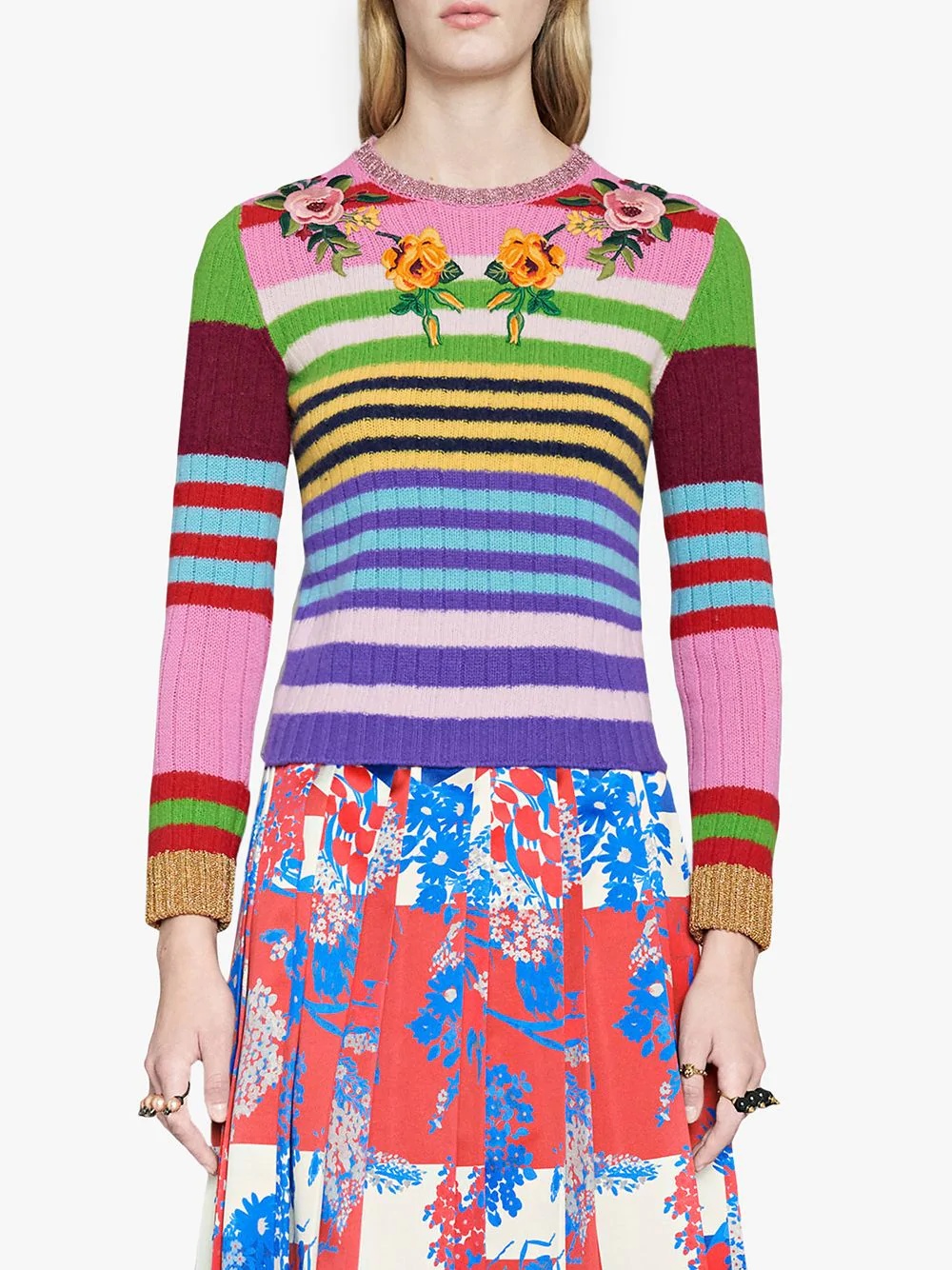 embroidered multicolour knit top - 3