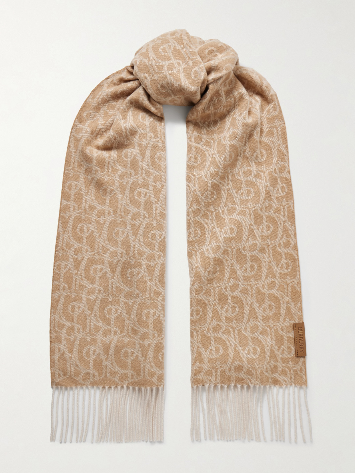 Fringed Jacquard-knit Cashmere Scarf - 1