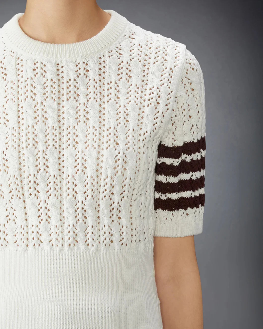 POINTELLE CABLE STITCH 4-BAR TEE - 6