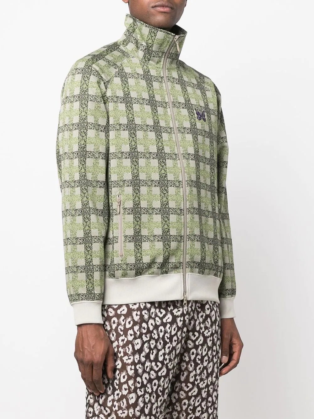 check-pattern track jacket - 3