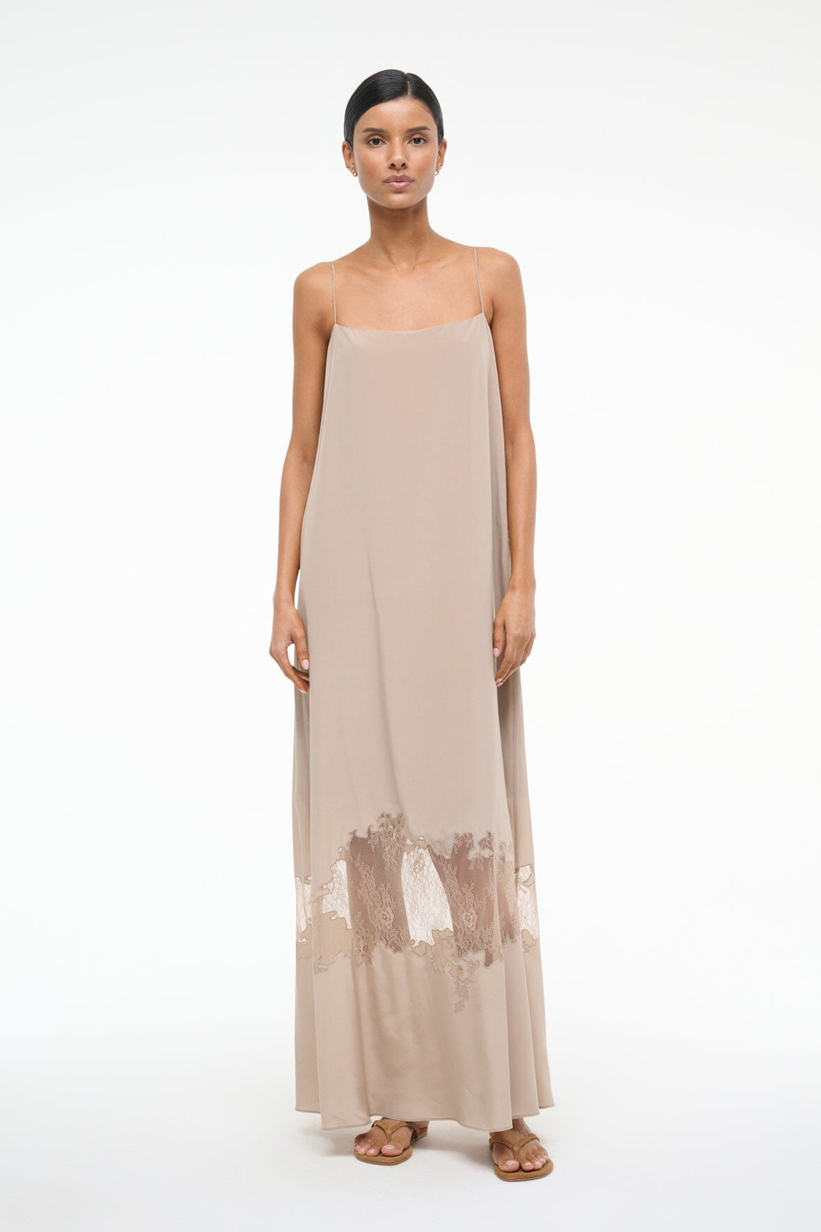 STAUD DELFINA SILK DRESS DUNE - 5