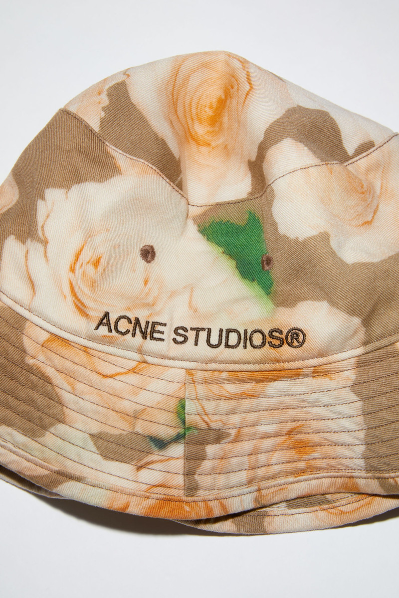 Rose print bucket hat - Peach orange 5