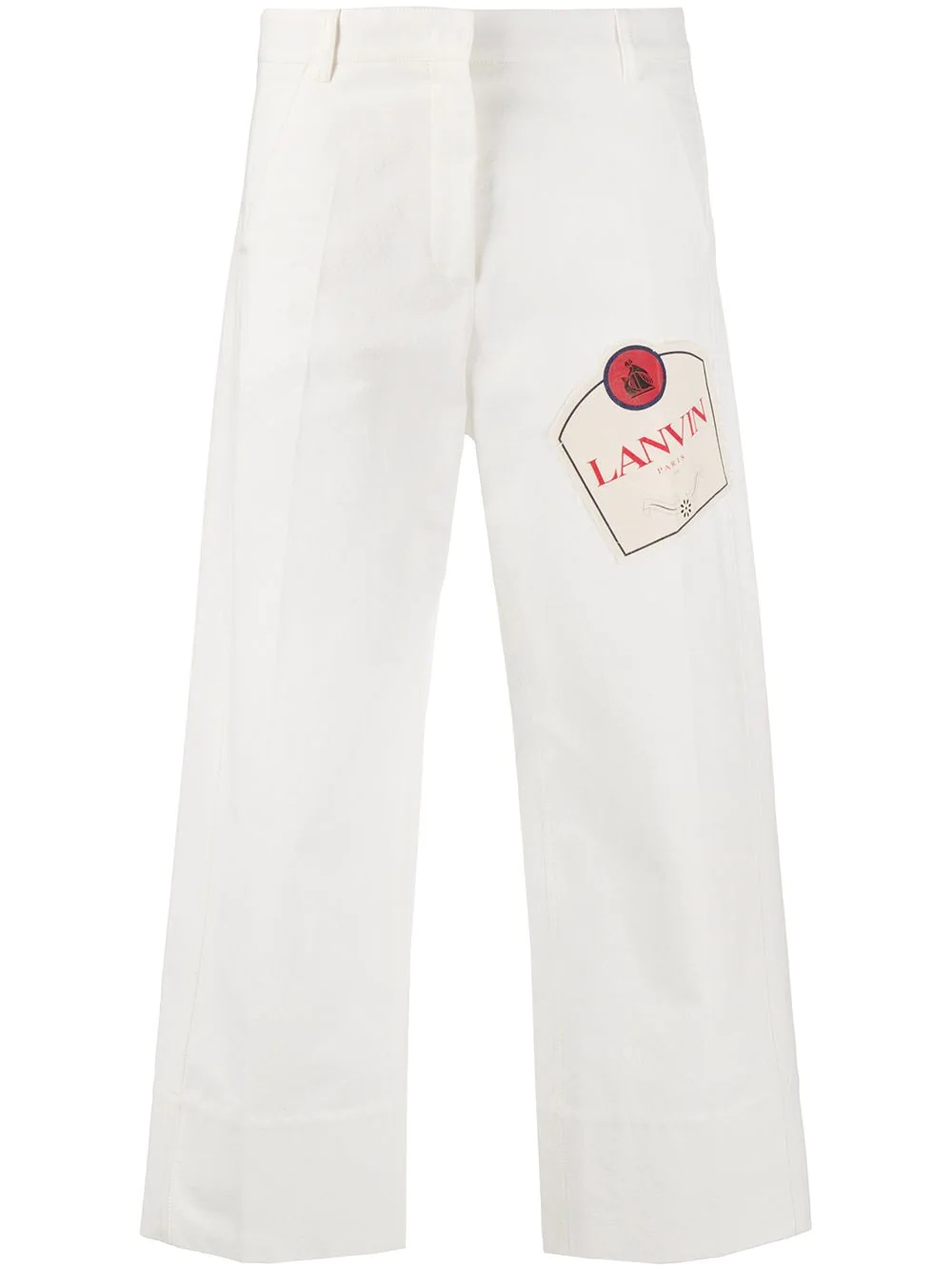 cropped logo patch trousers - 1