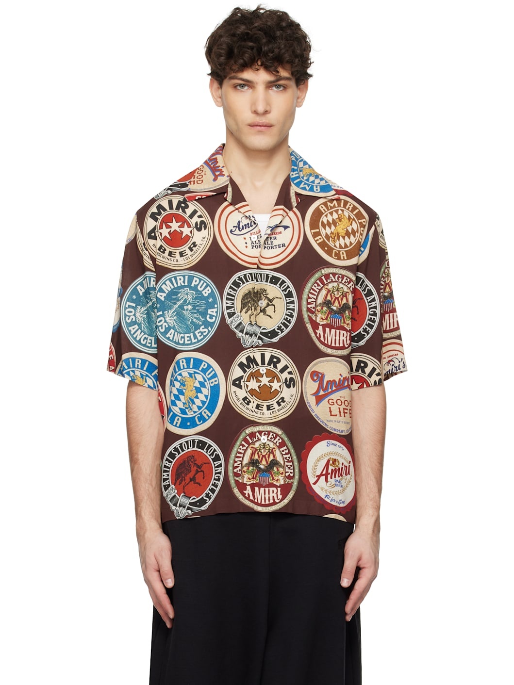 Brown 'Amiri' Coasters Bowling Shirt - 1