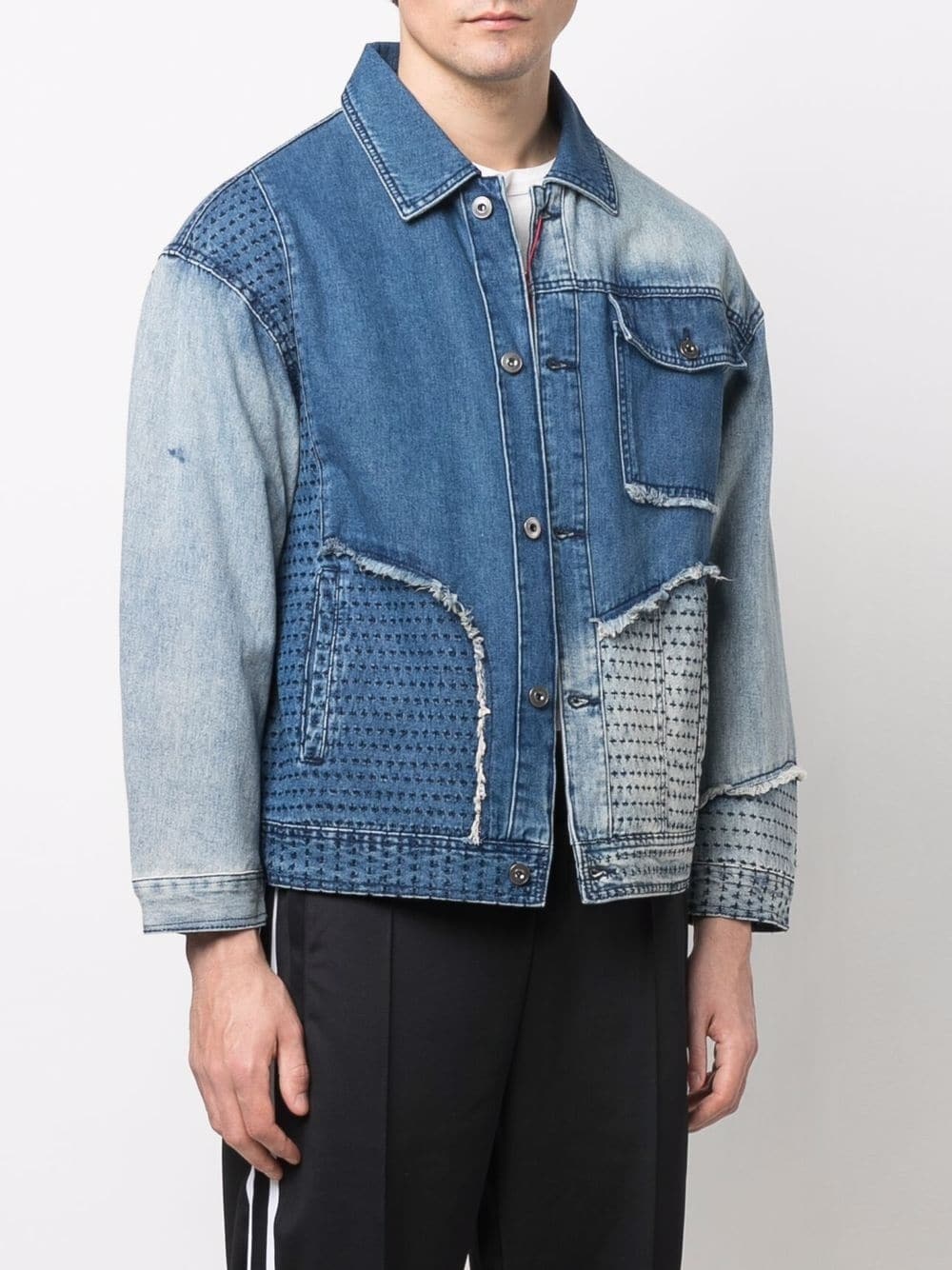 raw-cut edge denim jacket - 4