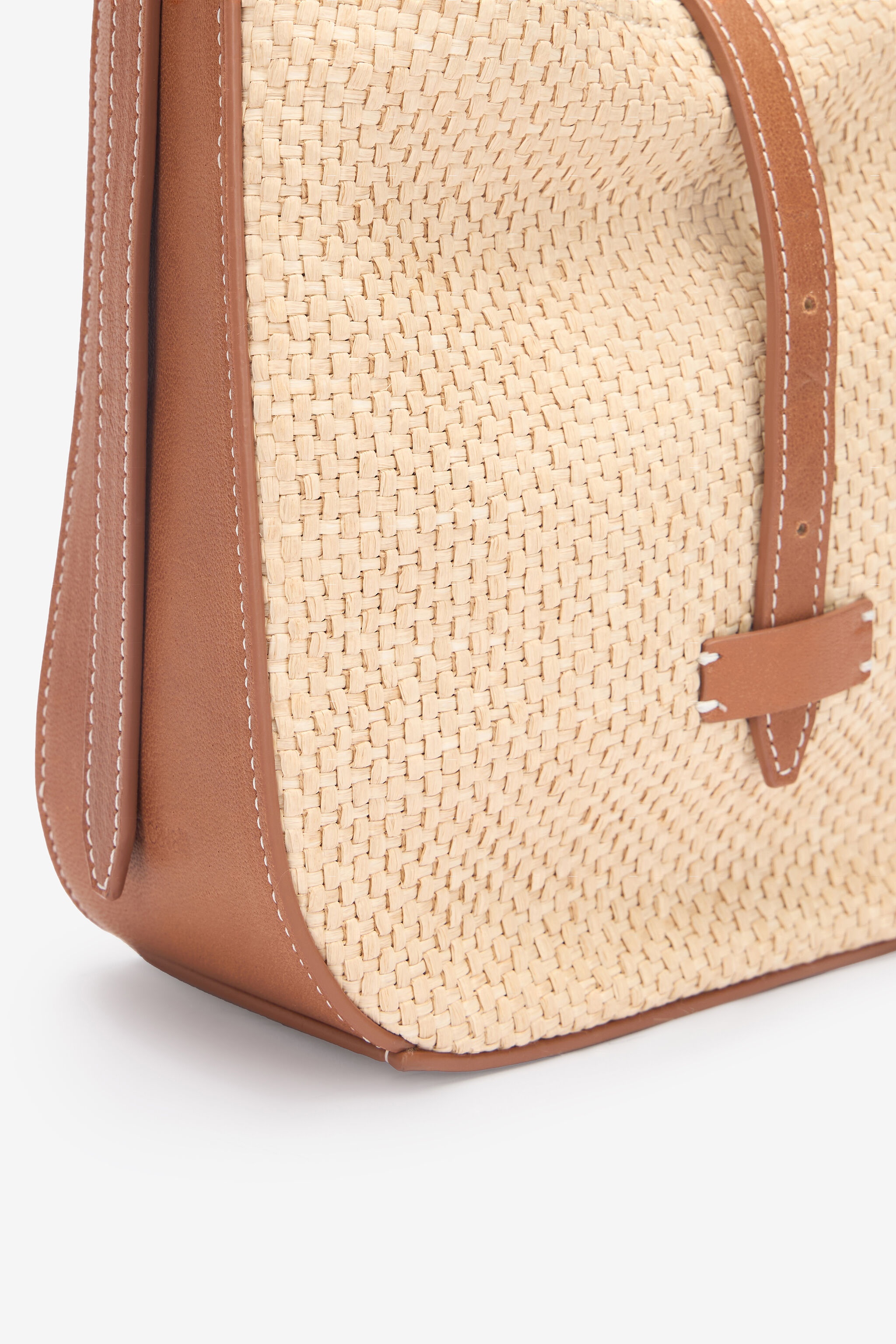 Beige Woven Medium Shoulder Bag - 4
