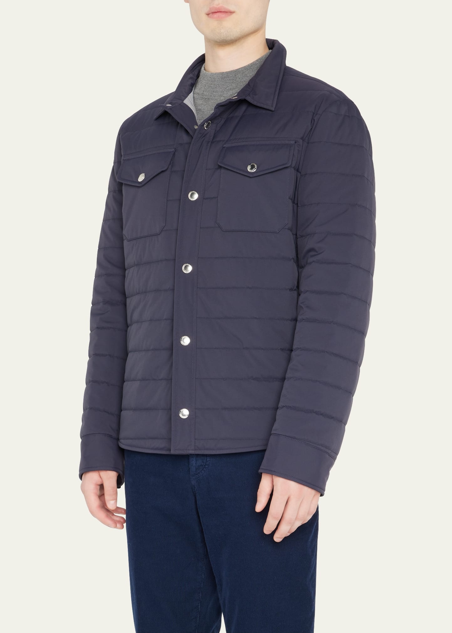 Men's Quilted Nylon Shirt Jacket - 4
