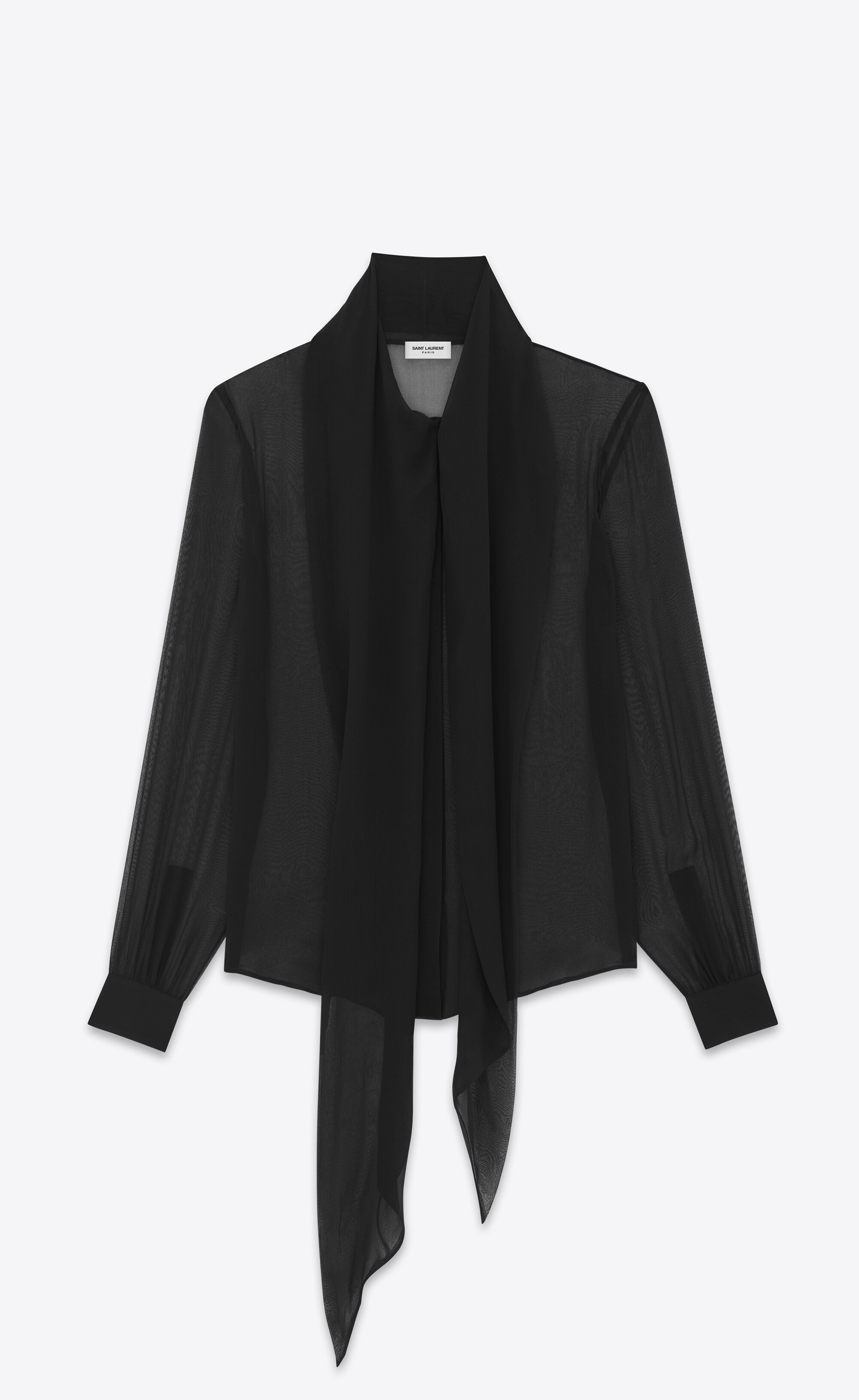 lavallière-neck shirt in crepe muslin - 4