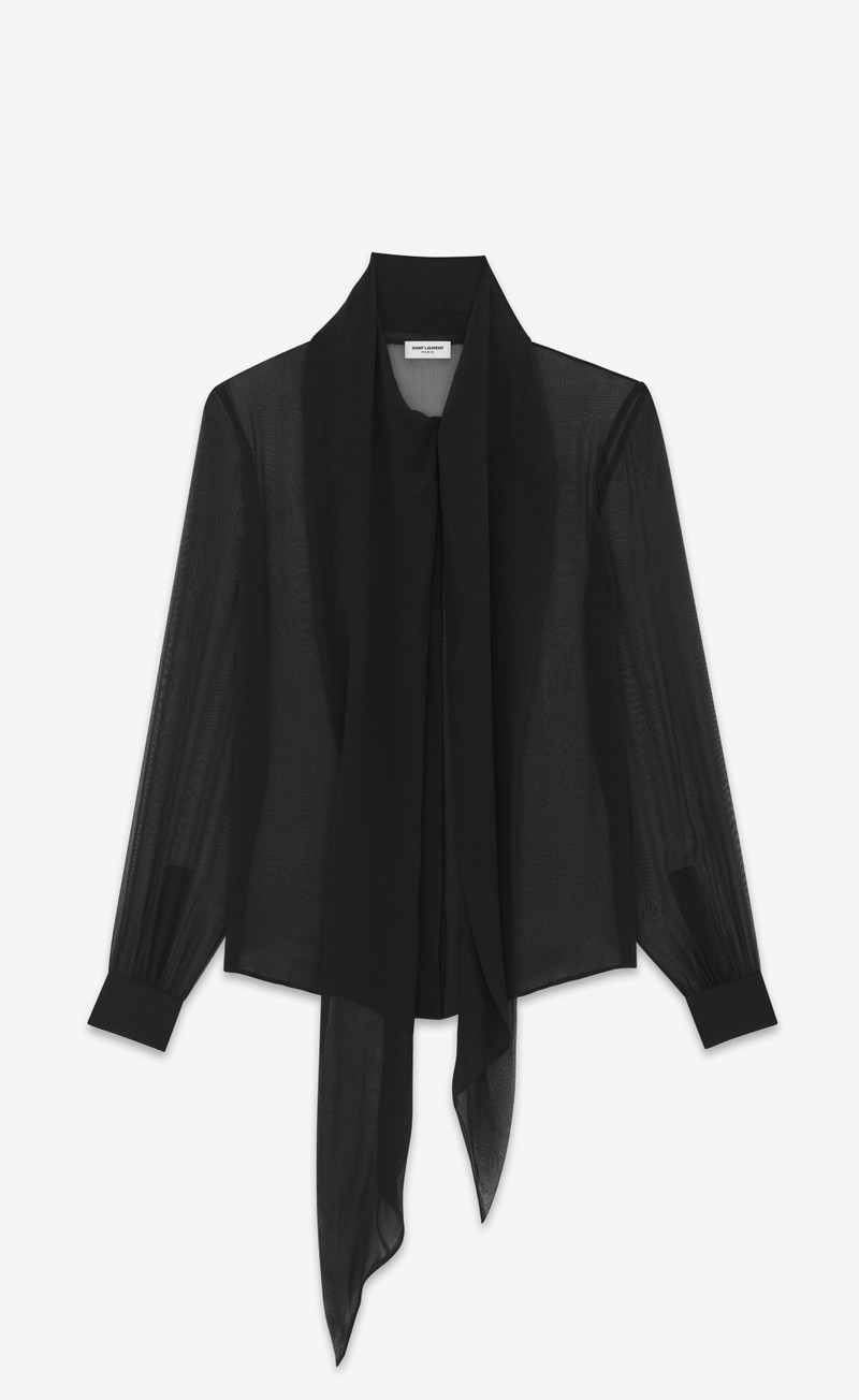 lavallière-neck shirt in crepe muslin 4