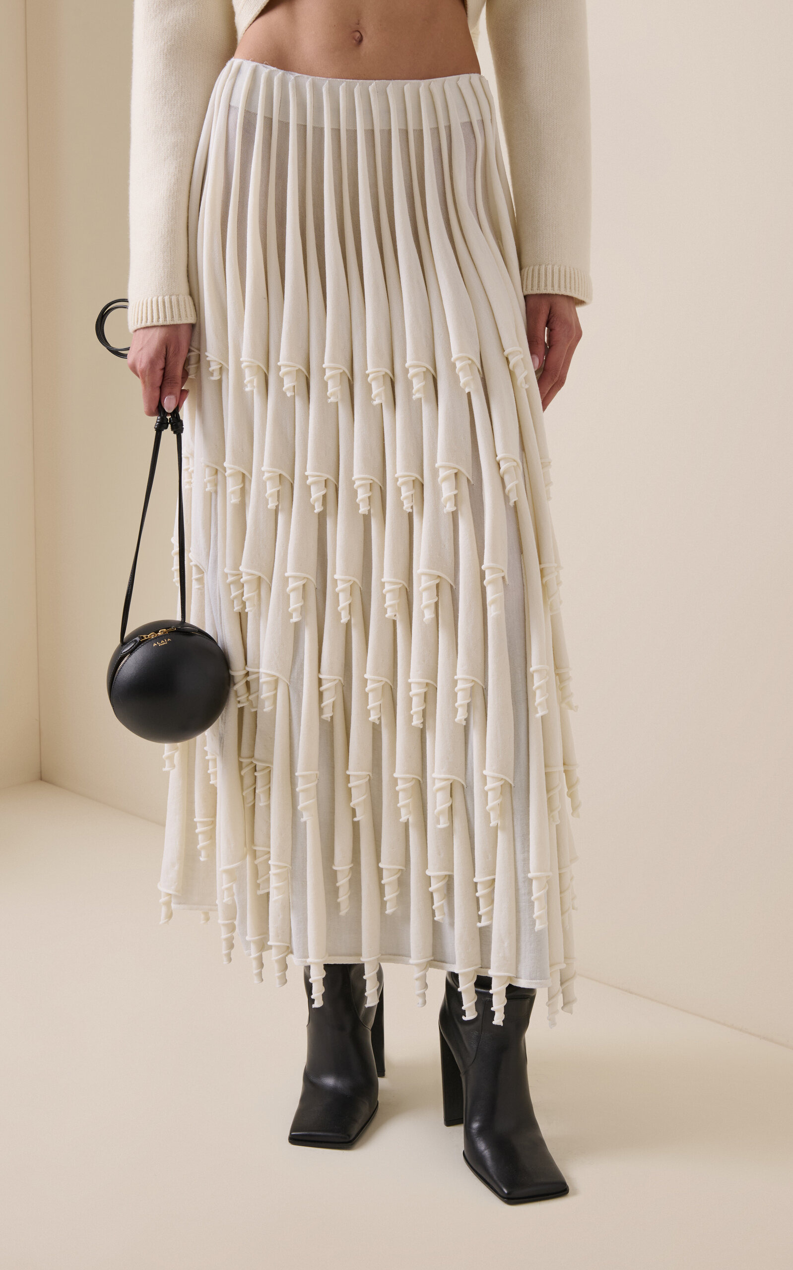 Layered Wool-Blend Maxi Skirt neutral - 5