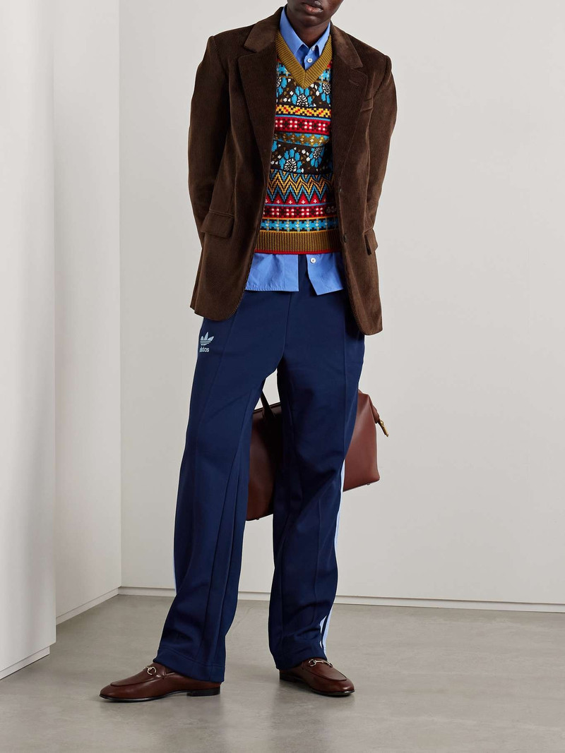 adidas Originals + Wales Bonner embroidered jacquard-knit vest Brown outlook