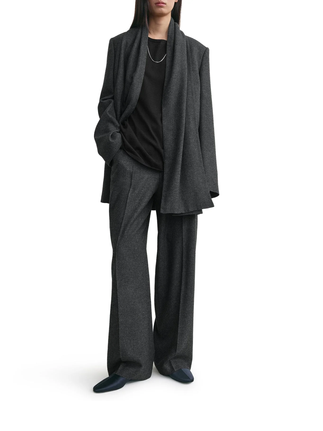 BLAZER WITH WOOL BLEND SCARF - 1