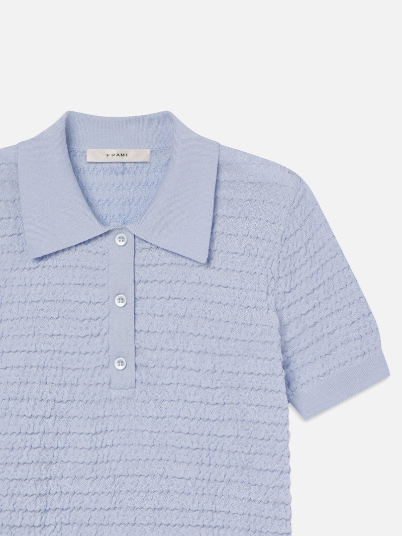 FRAME The Smocked Polo in Light Chambray outlook