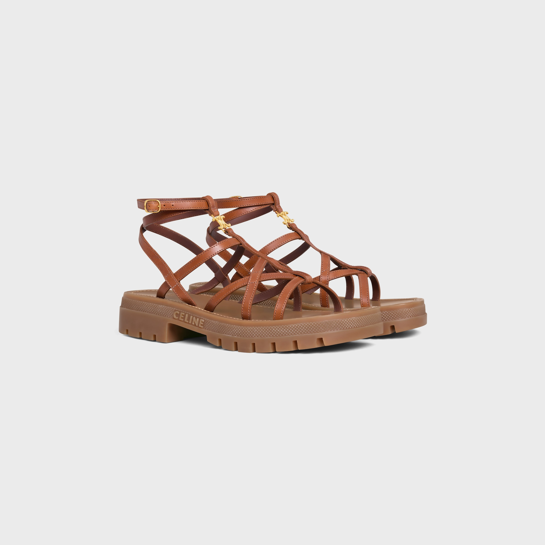 CELINE - CLEA TRIOMPHE STRAPPY SANDAL in CALFSKIN - VEGETAL TANNING - 2