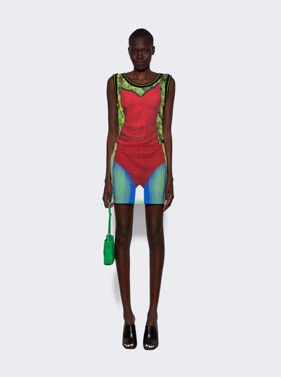 Y/Project X Jean Paul Gaultier Trompe-l'oeil Janty Mini Skirt Red and Green outlook