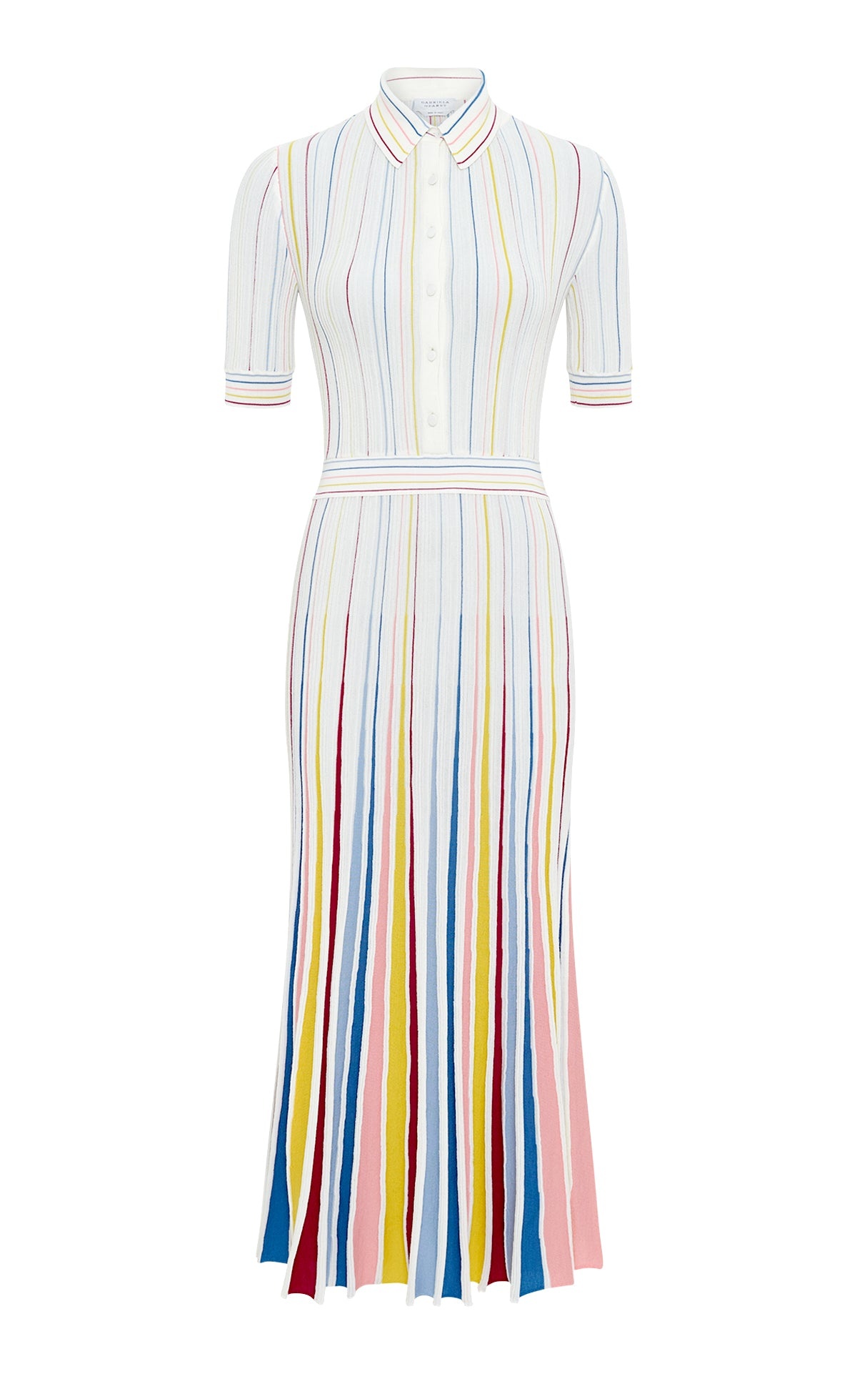 Calypso Pinstripe Knit Midi Dress in Ivory Multi Merino Wool - 1