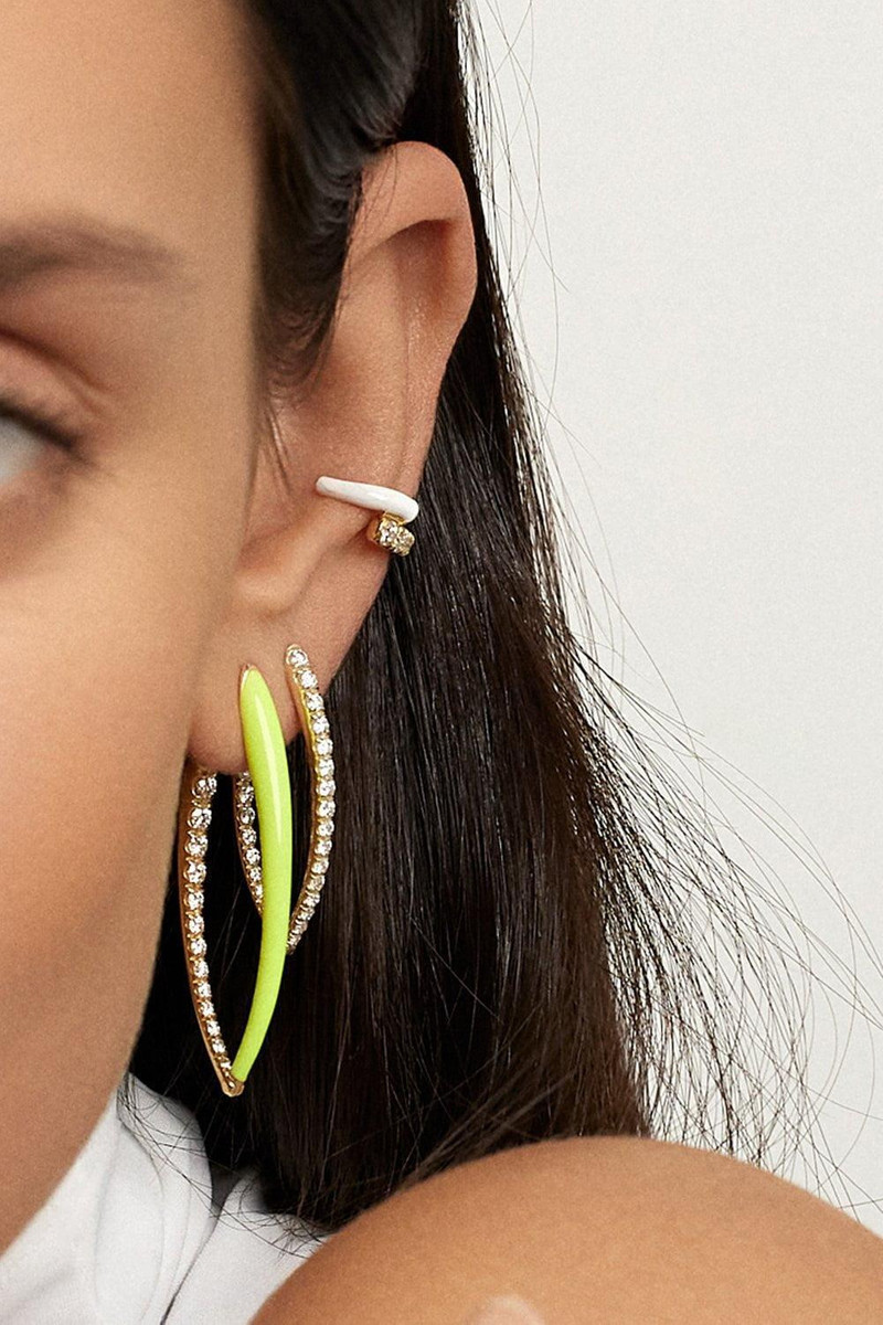 MELISSA KAYE Medium Pastel Blue Cristina Earrings outlook