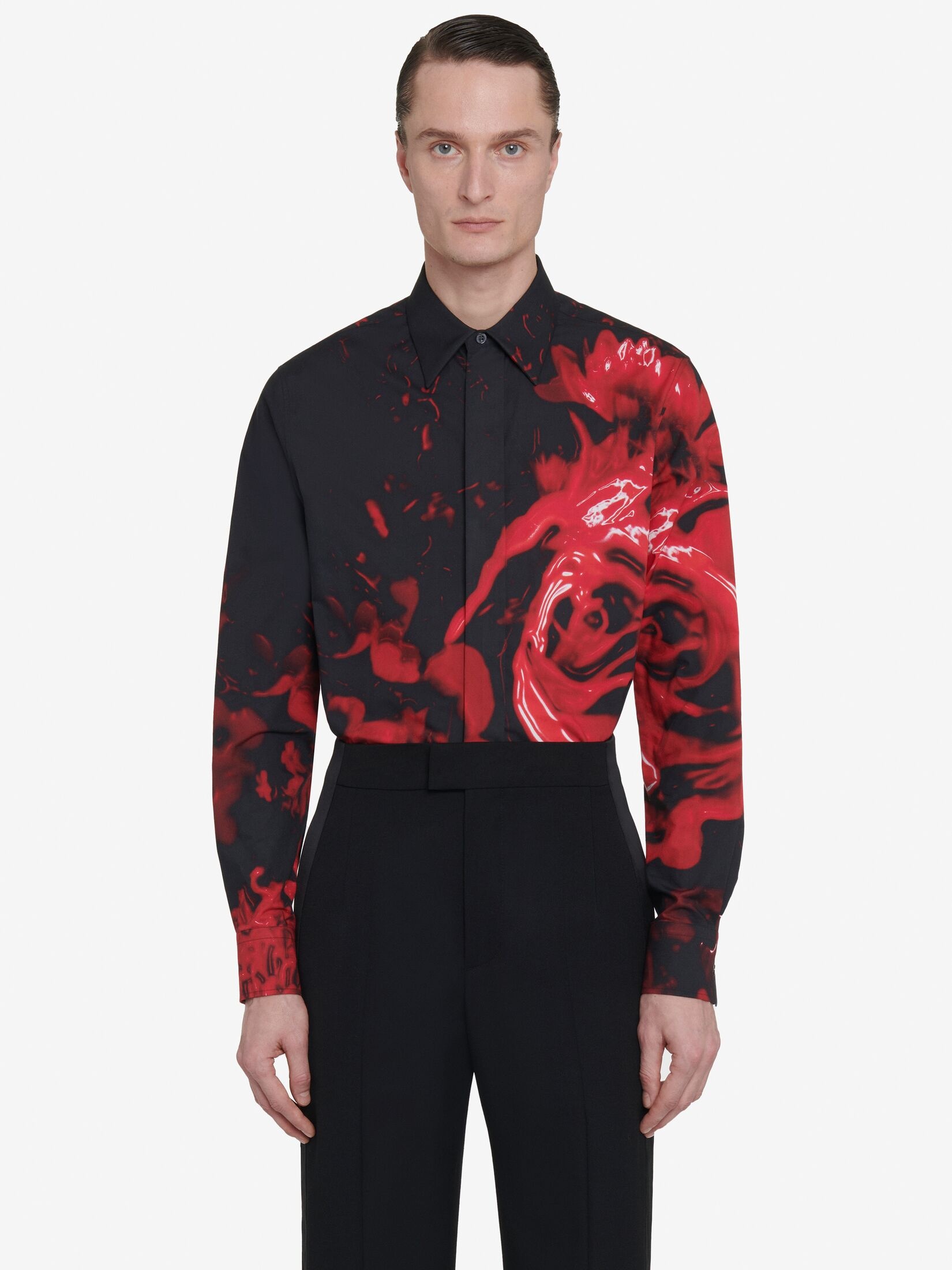 Men's Wax Flower Shirt in Black/red - 5