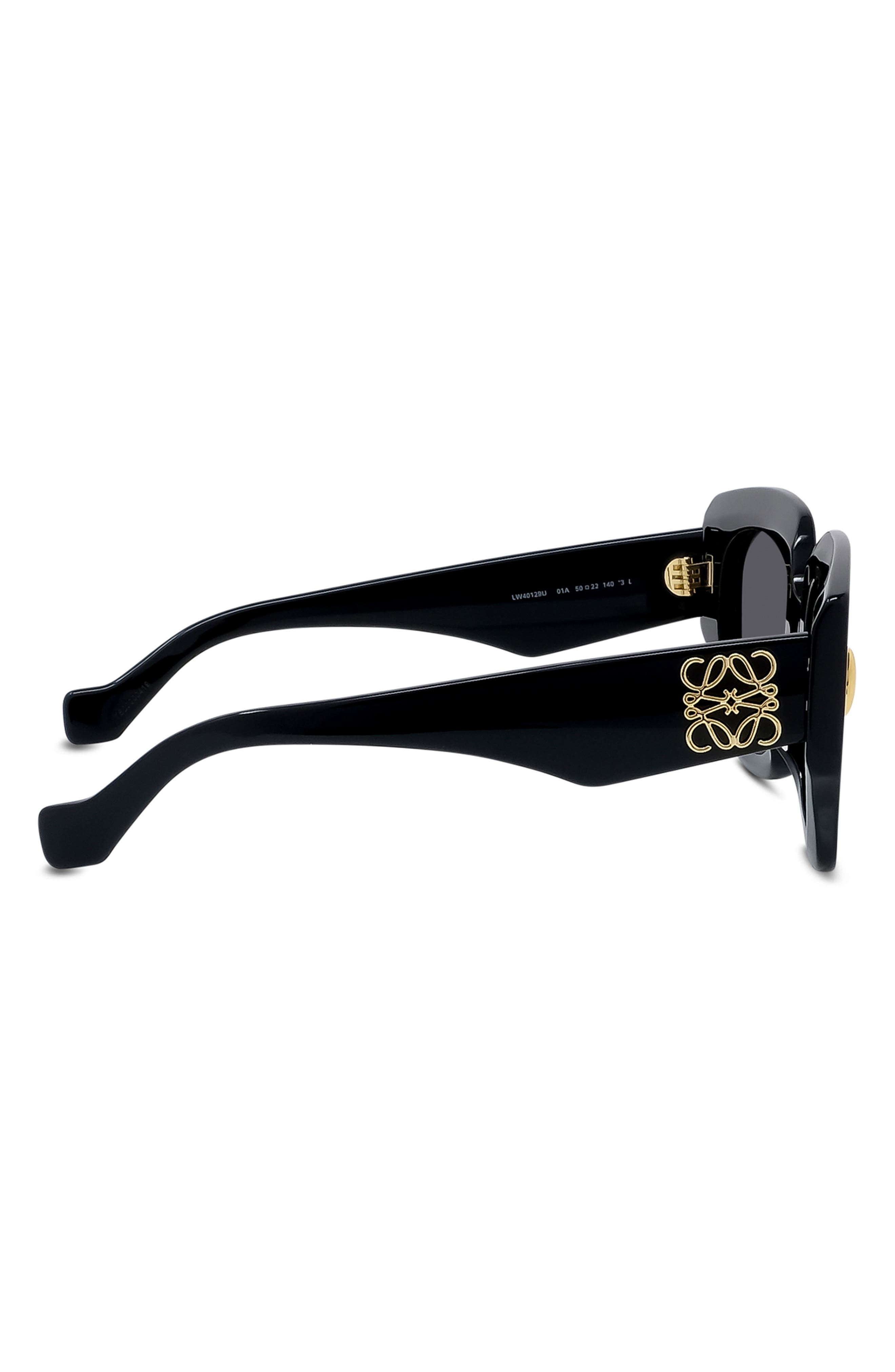 Loewe Anagram 50mm Small Geometric Sunglasses in Shiny Black /Smoke at Nordstrom - 5
