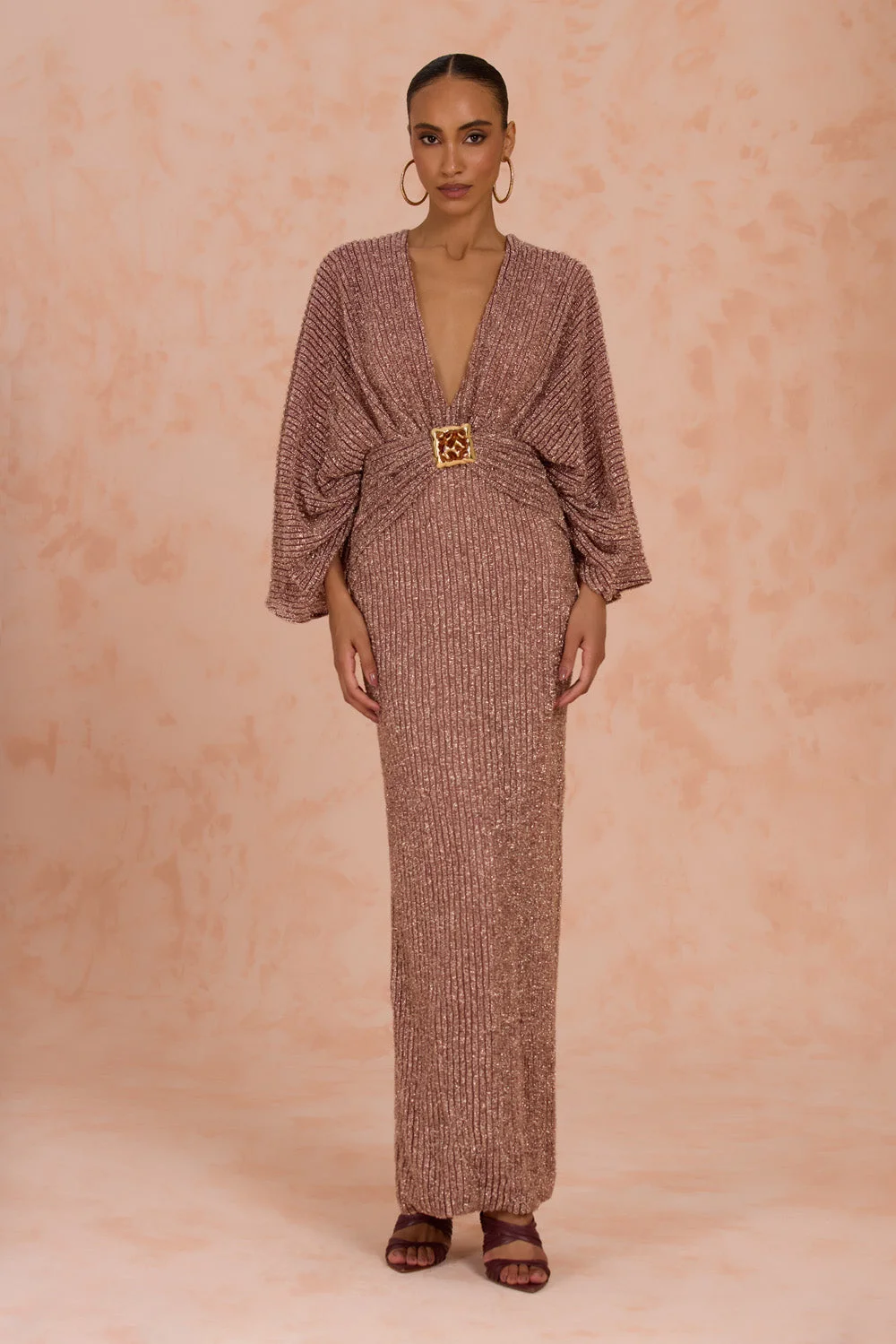 GROOVY KNIT SLEEVE MAXI DRESS - 1