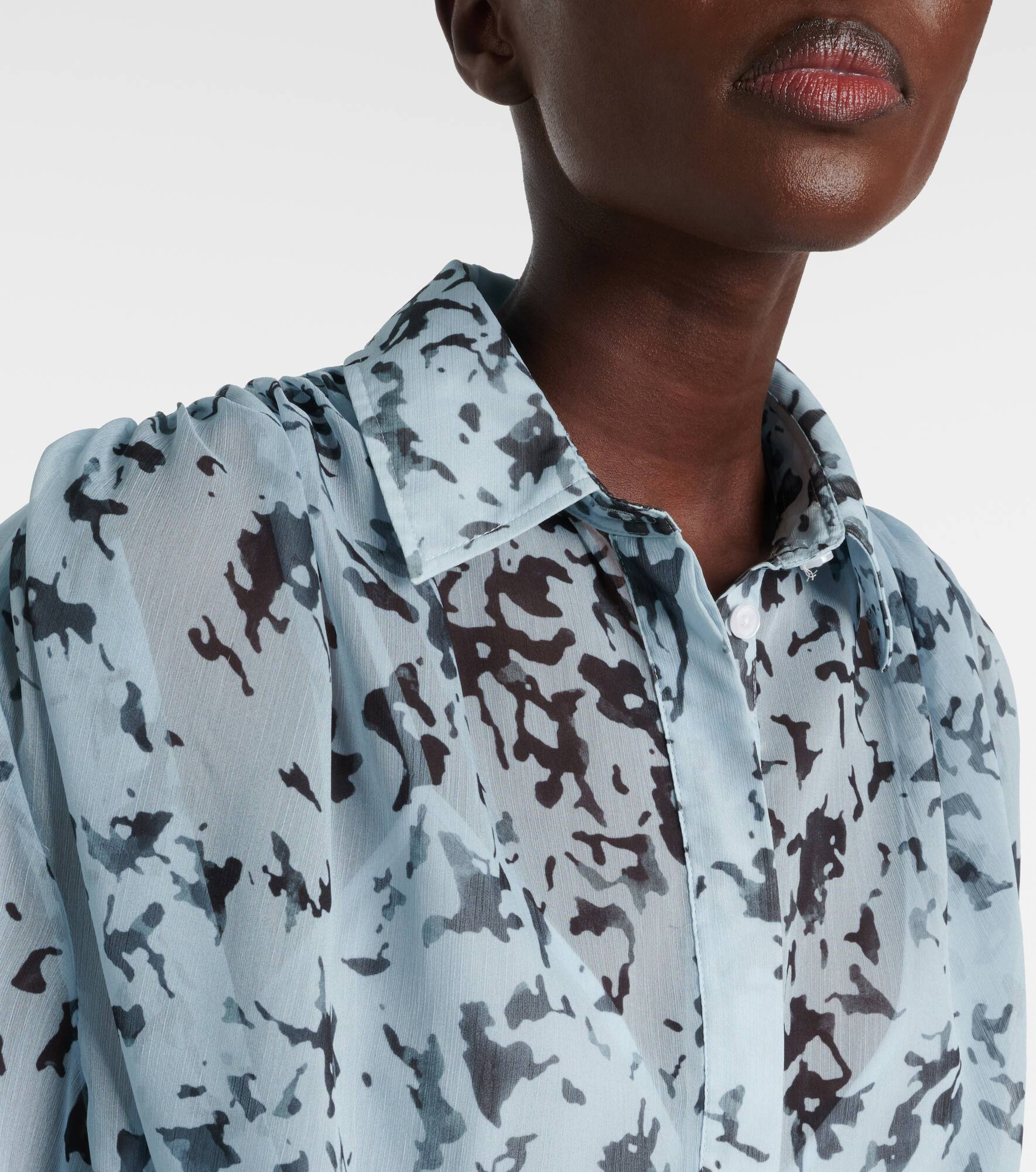 Jones printed chiffon shirt dress - 4