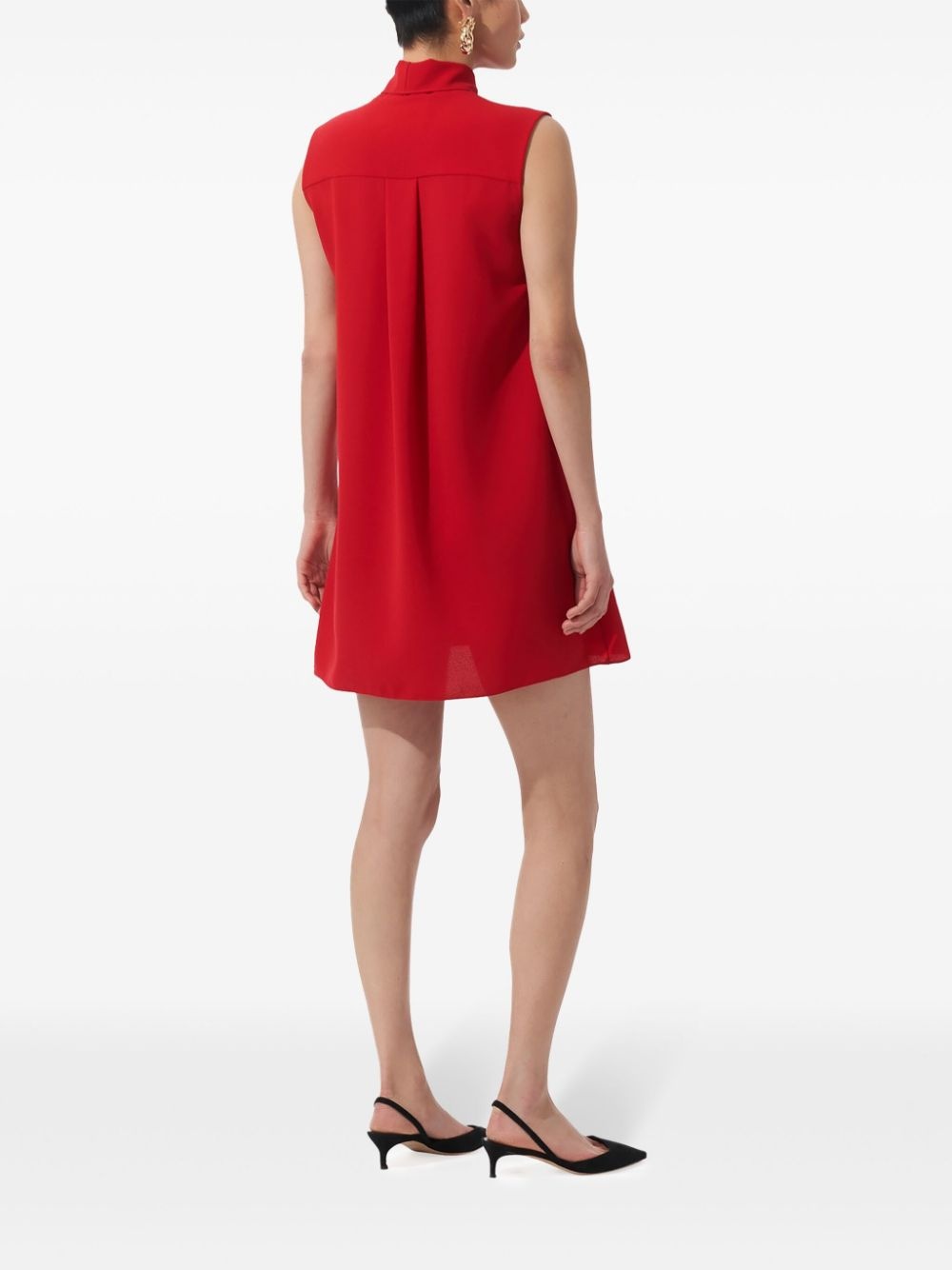 pintuck tie-neck mini dress - 3