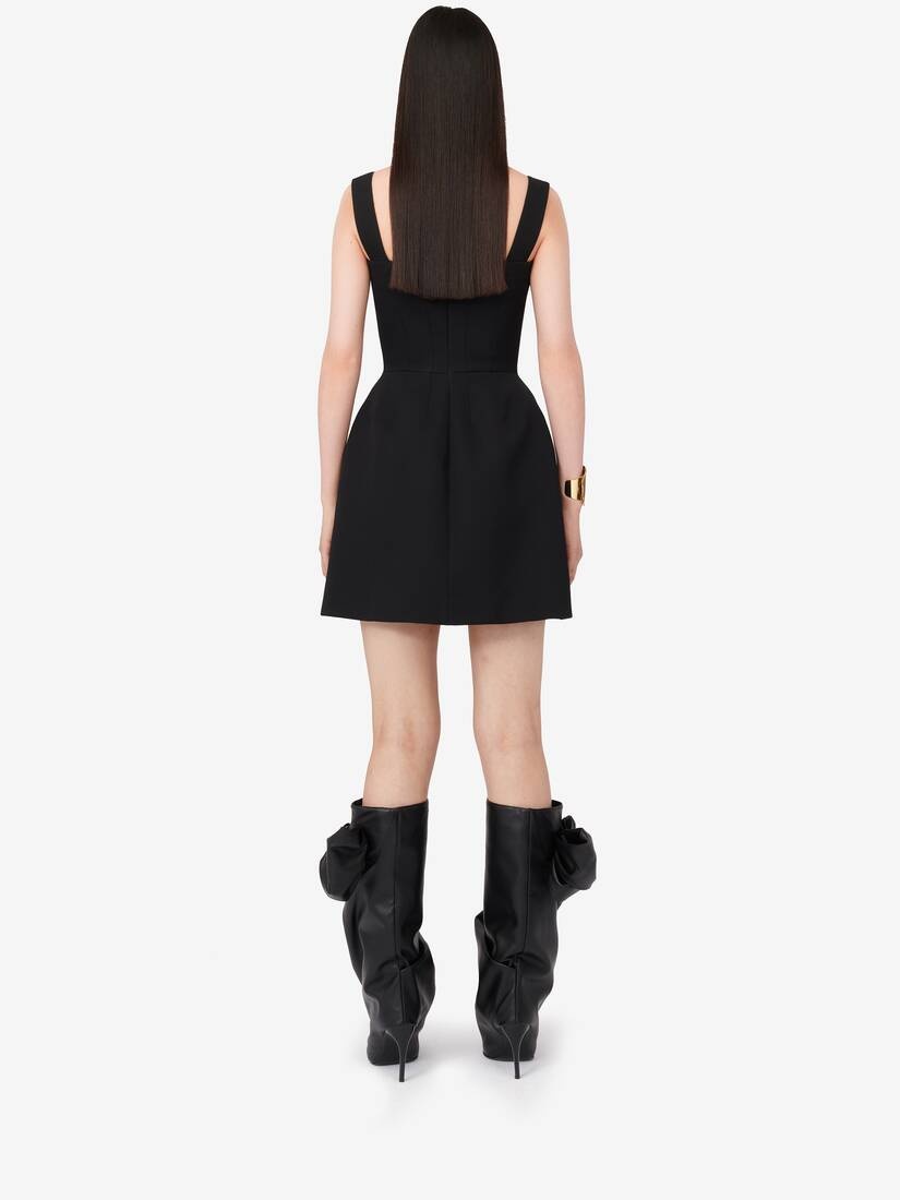 Women's Military Mini Dress in Black - 4