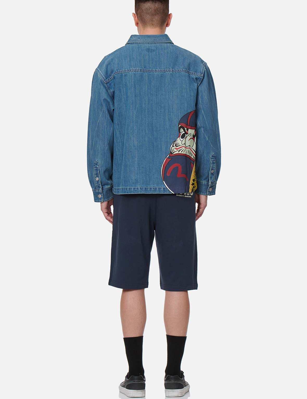 Vintage Daruma Print Denim Shirt Jacket - 6
