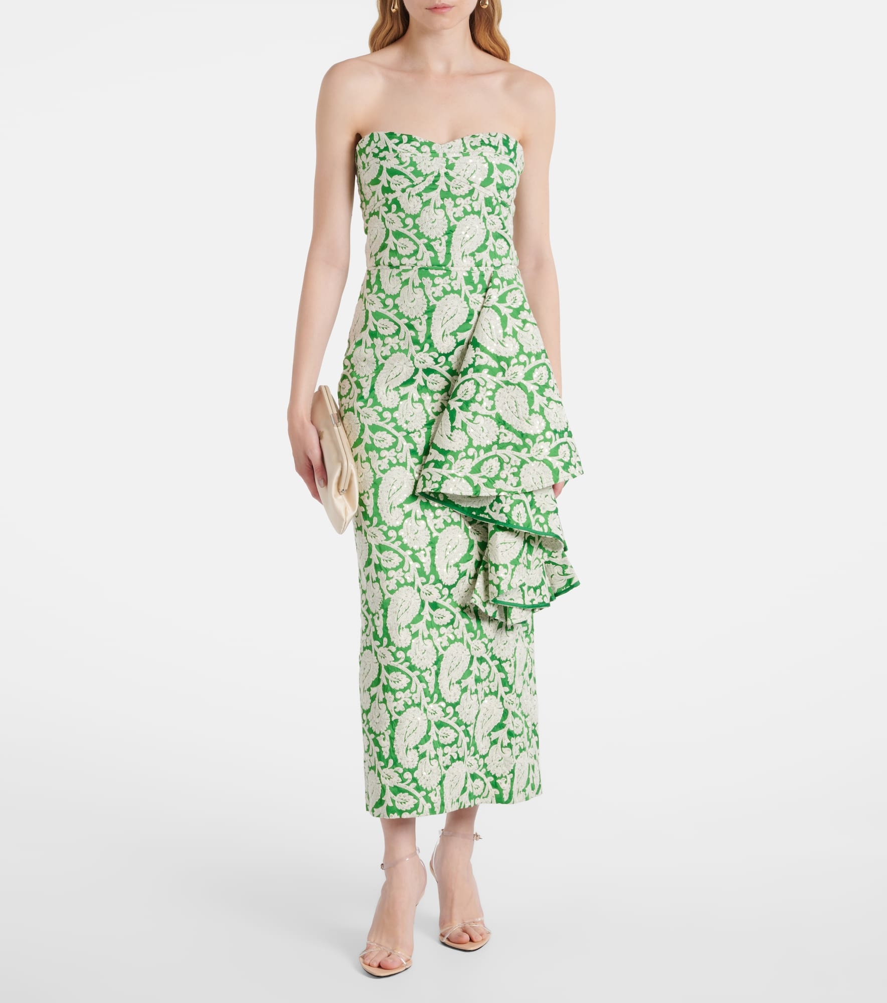 Draped paisley midi dress - 2